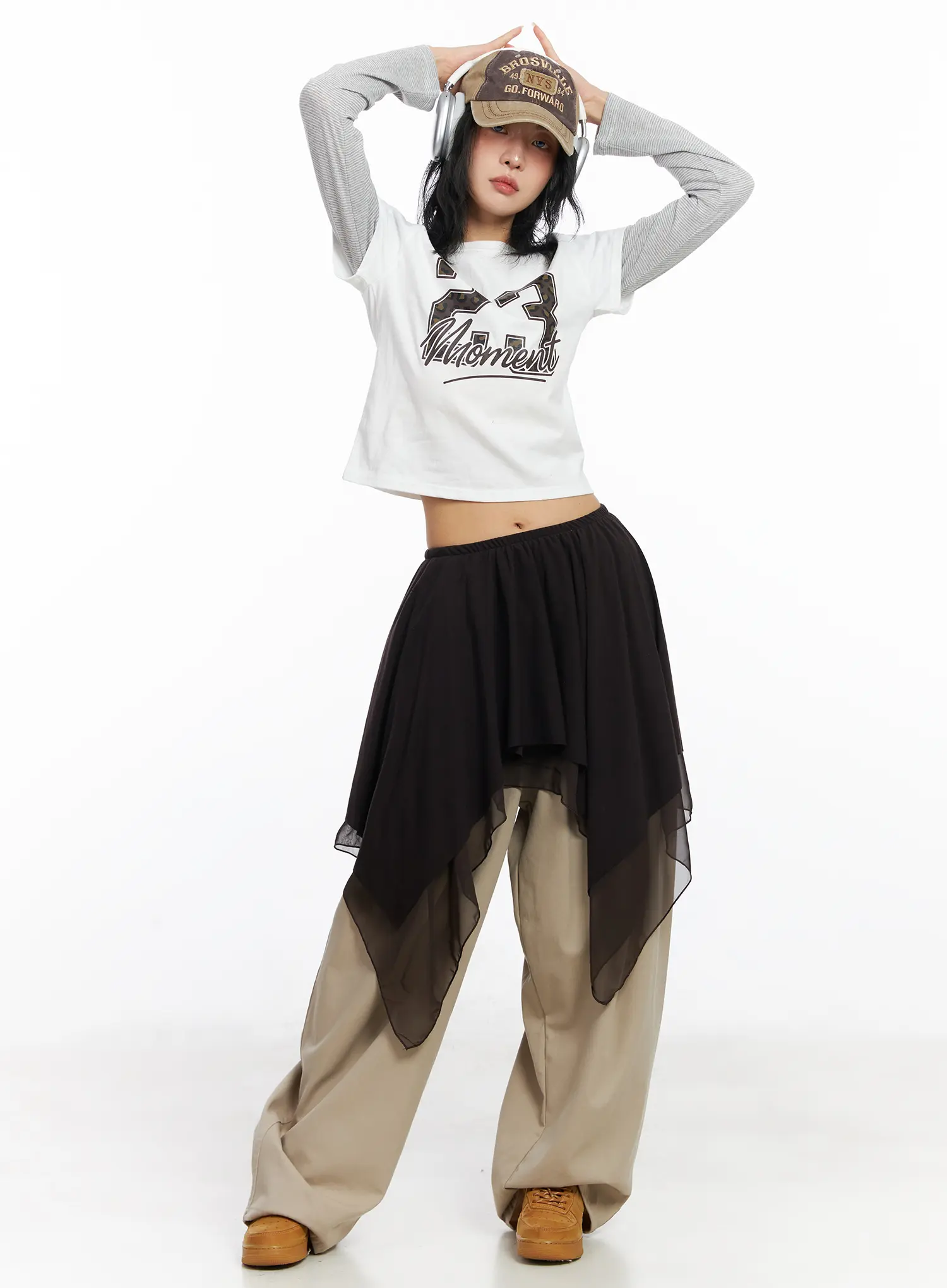 23 Graphic Layered Long Sleeve Top CJ523 - Image 3