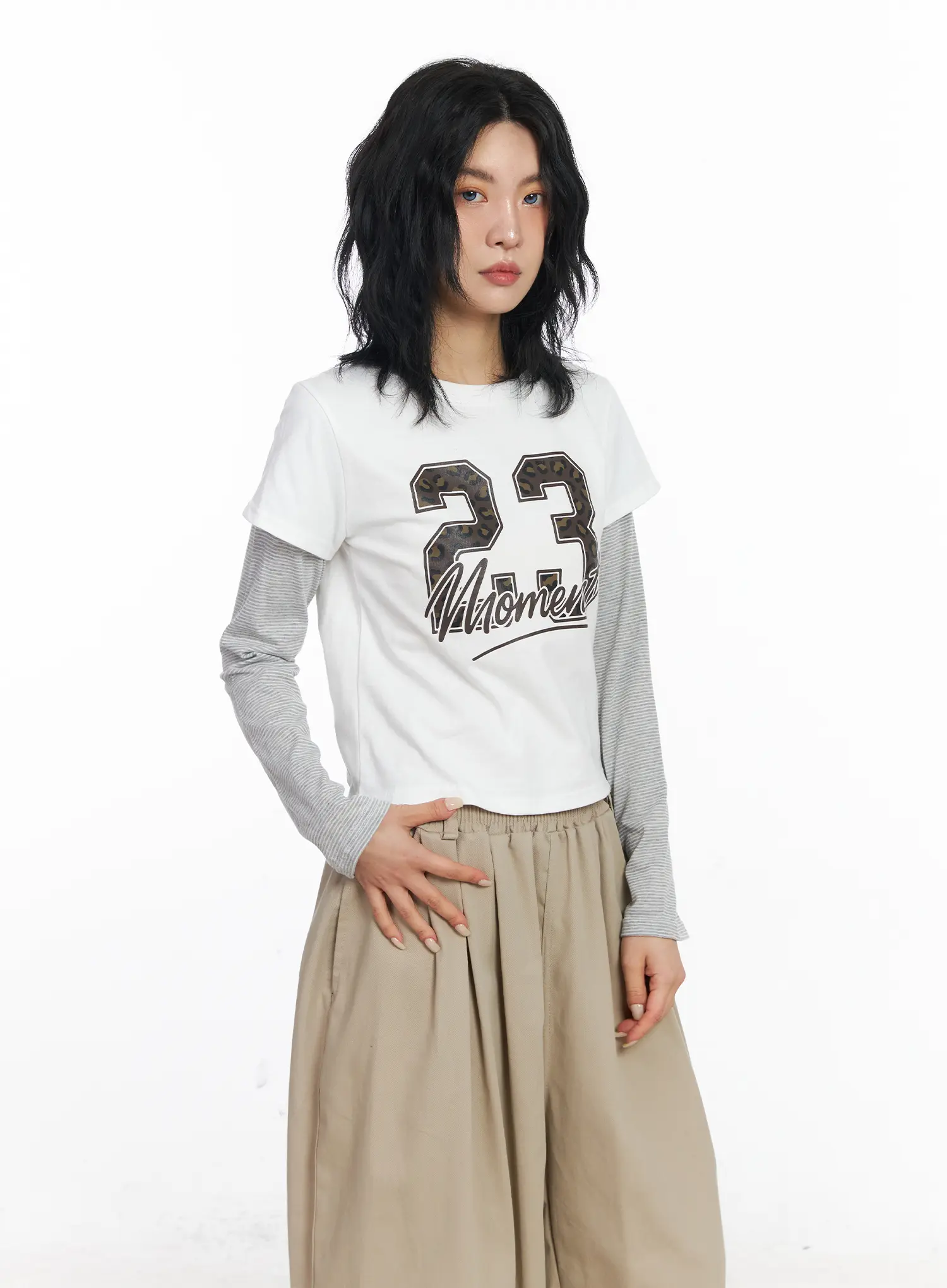 23 Graphic Layered Long Sleeve Top CJ523 - Image 6