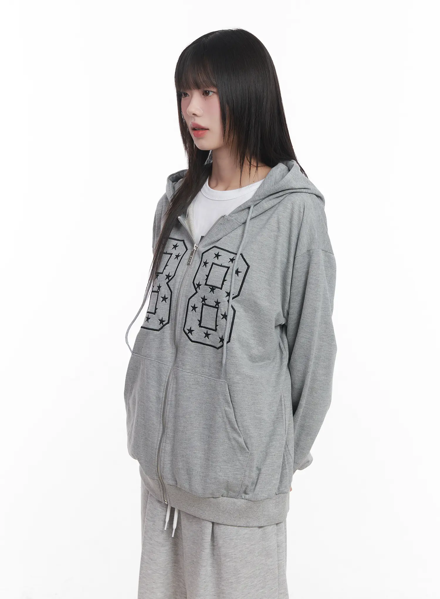 "88" Oversized Zip-Up Hoodie CU519 - Image 14