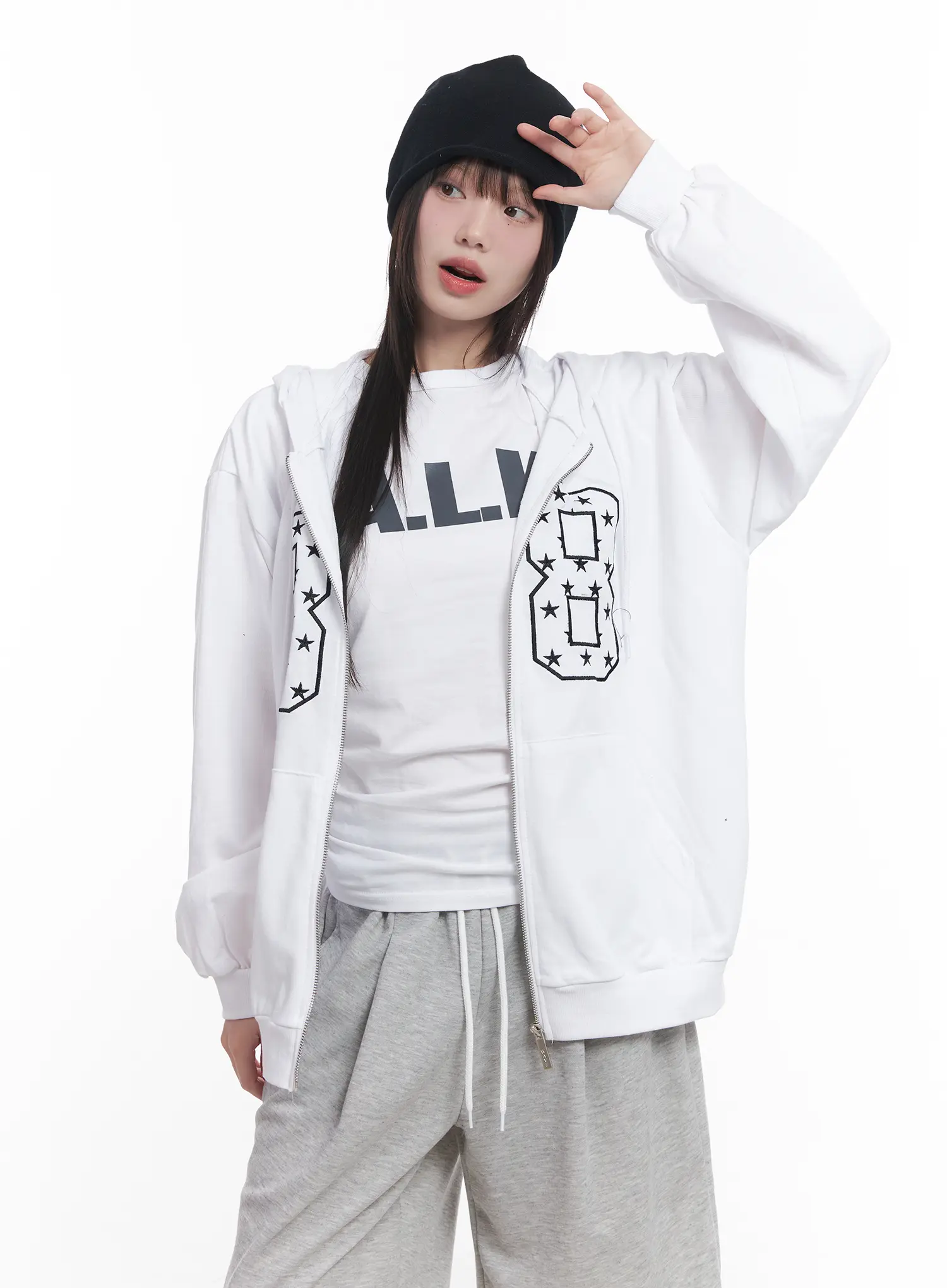 "88" Oversized Zip-Up Hoodie CU519 - Image 15