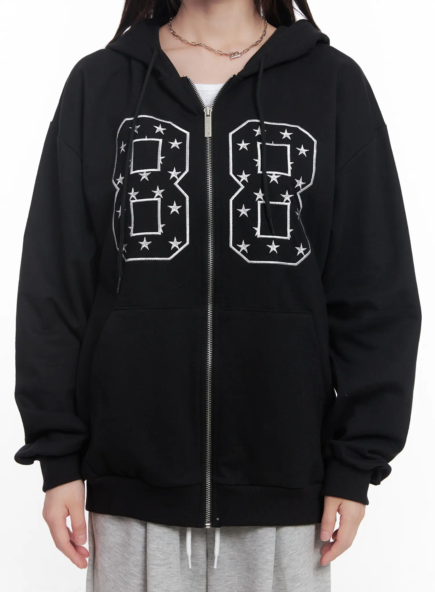 "88" Oversized Zip-Up Hoodie CU519 - Image 6