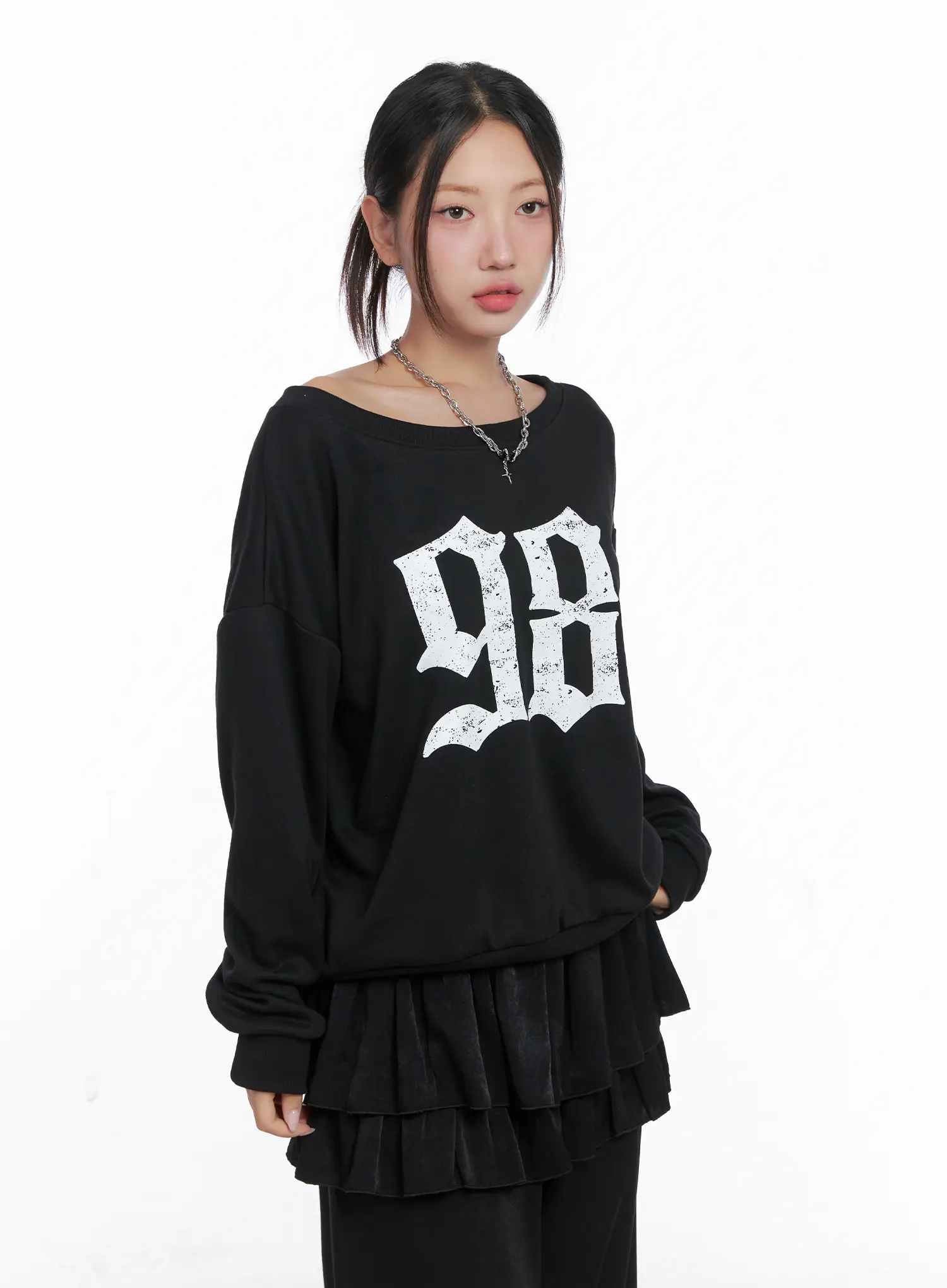 98 Graphic Off-Shoulder Sweatshirt CS502 - Image 10