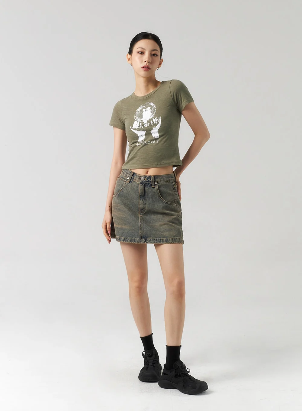 A-Line Denim Mini Skirt CU321 - Image 10