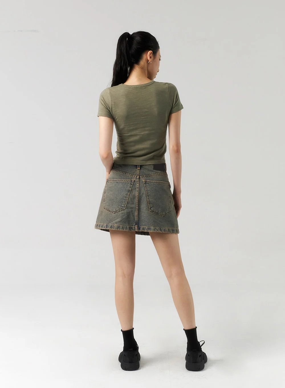 A-Line Denim Mini Skirt CU321 - Image 12