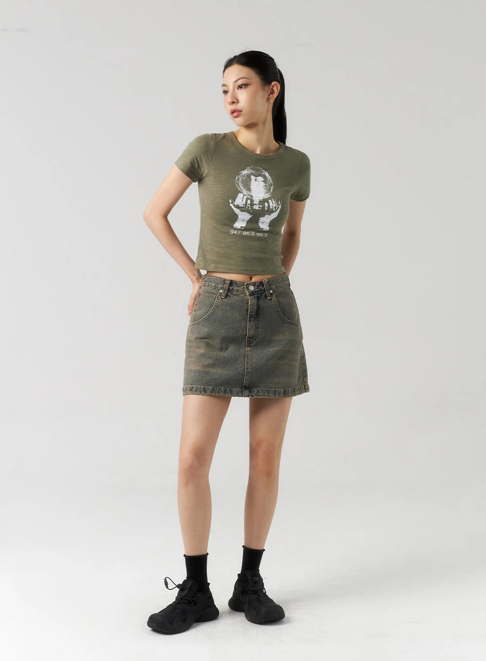 A-Line Denim Mini Skirt CU321 - Image 13
