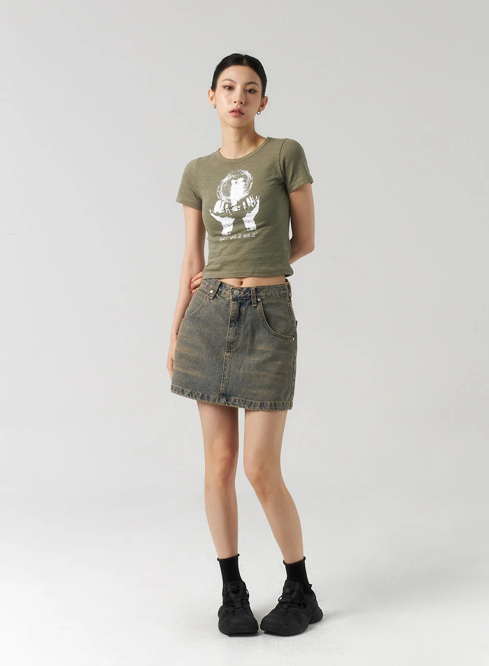 A-Line Denim Mini Skirt CU321 - Image 3