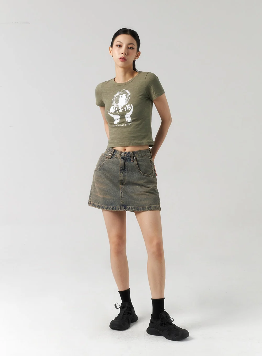A-Line Denim Mini Skirt CU321 - Image 4