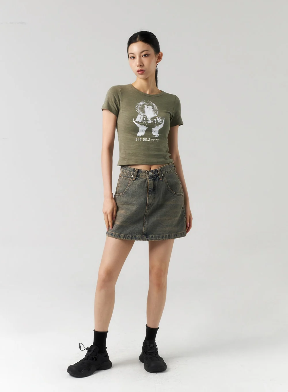A-Line Denim Mini Skirt CU321 - Image 7