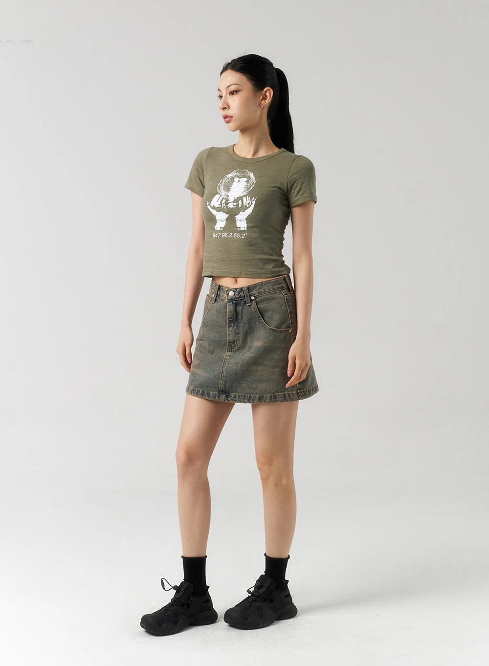 A-Line Denim Mini Skirt CU321 - Image 8
