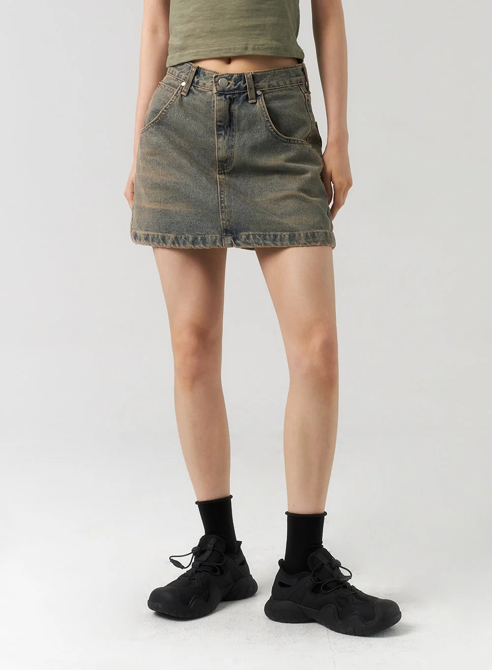 A-Line Denim Mini Skirt CU321 - Image 9