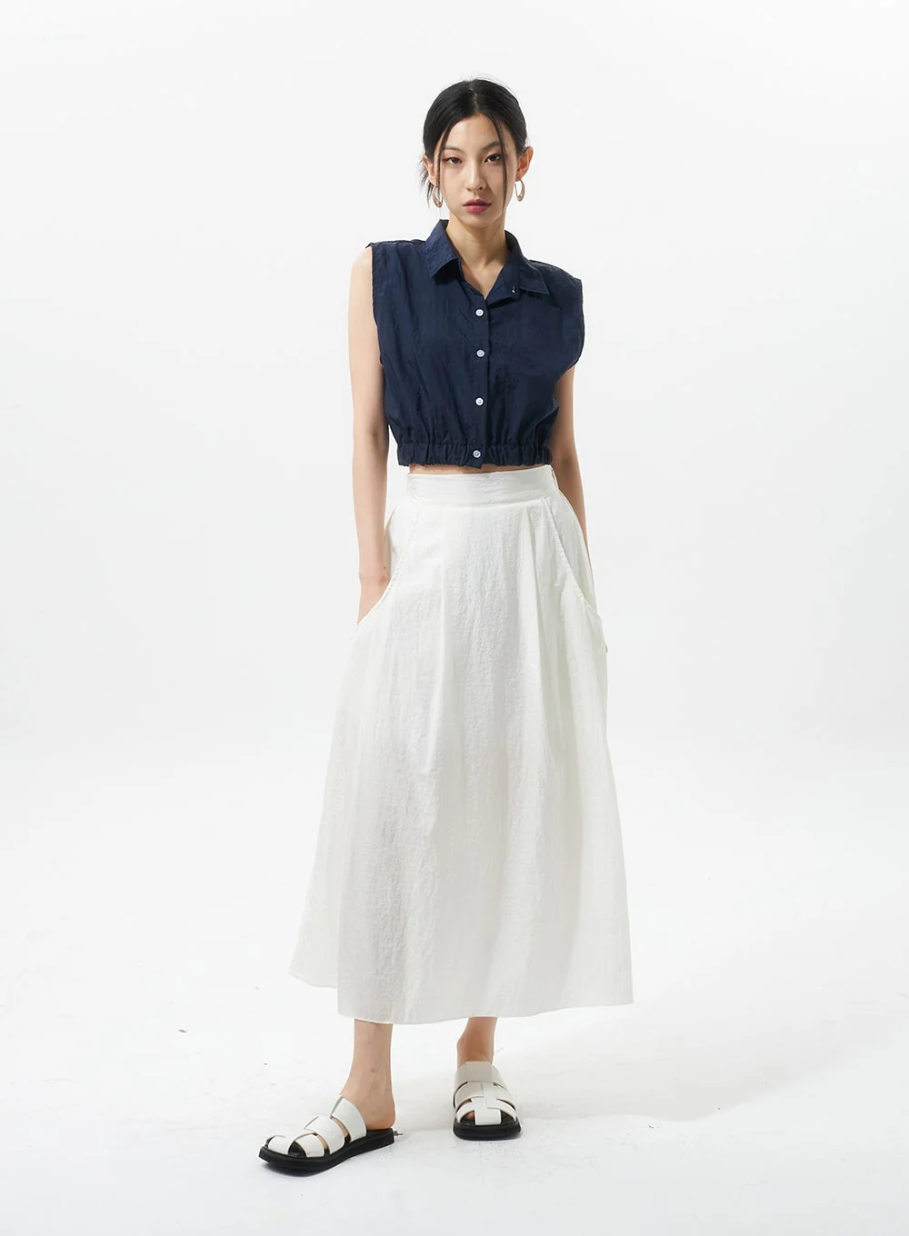A-Line Nylon Maxi Skirt IU326 - Image 3