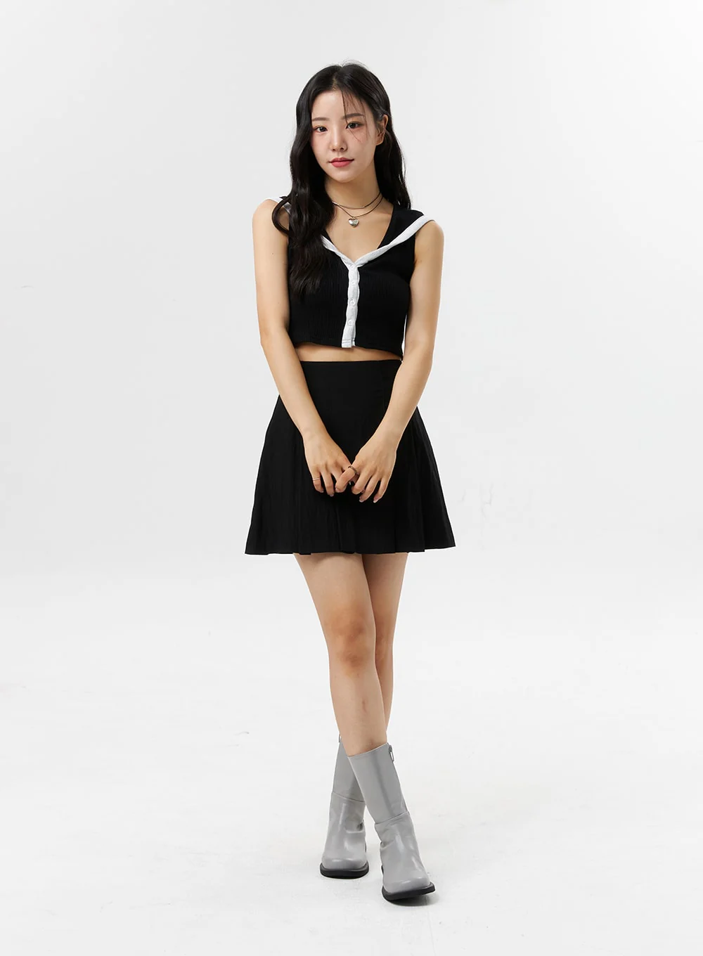 A-Line Pleated Mini Skirt OL318 - Image 3