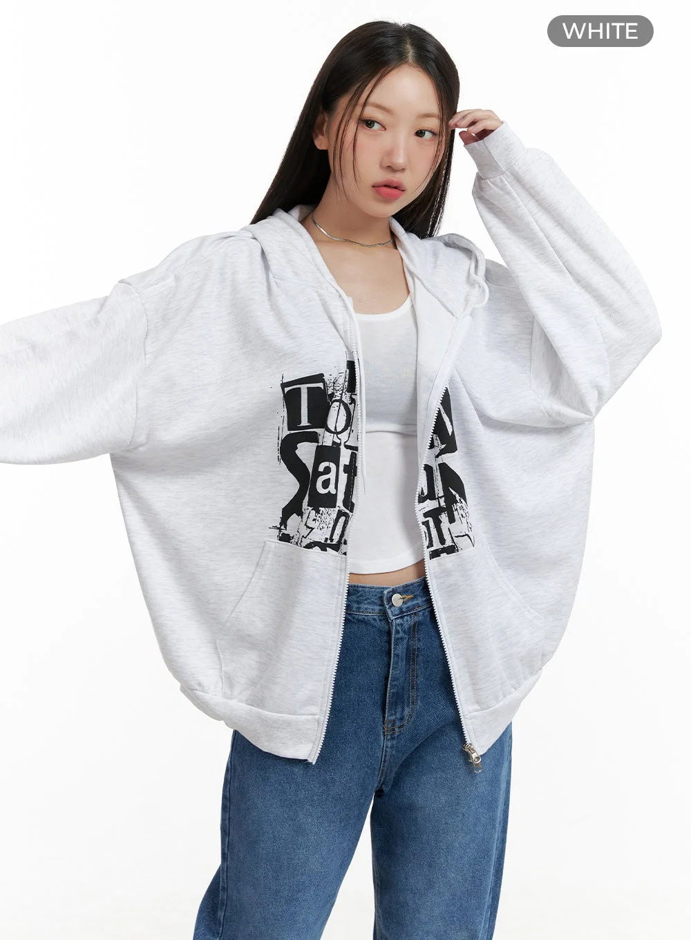 Acubi Oversized Two-Way Zip-Up Sweatshirt CL431 - Image 10