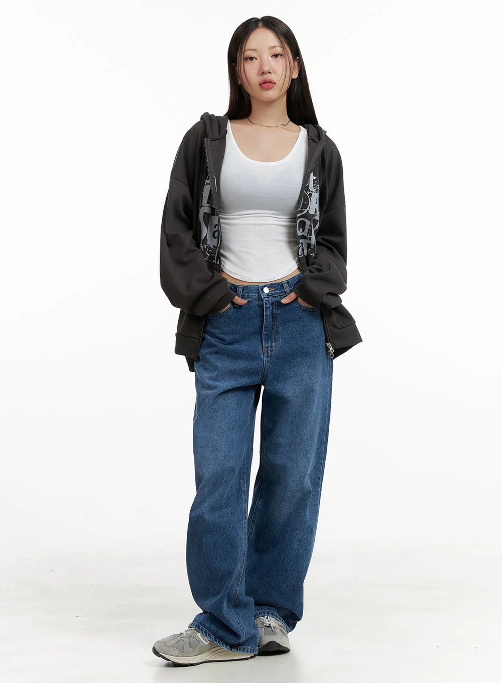 Acubi Oversized Two-Way Zip-Up Sweatshirt CL431 - Image 2