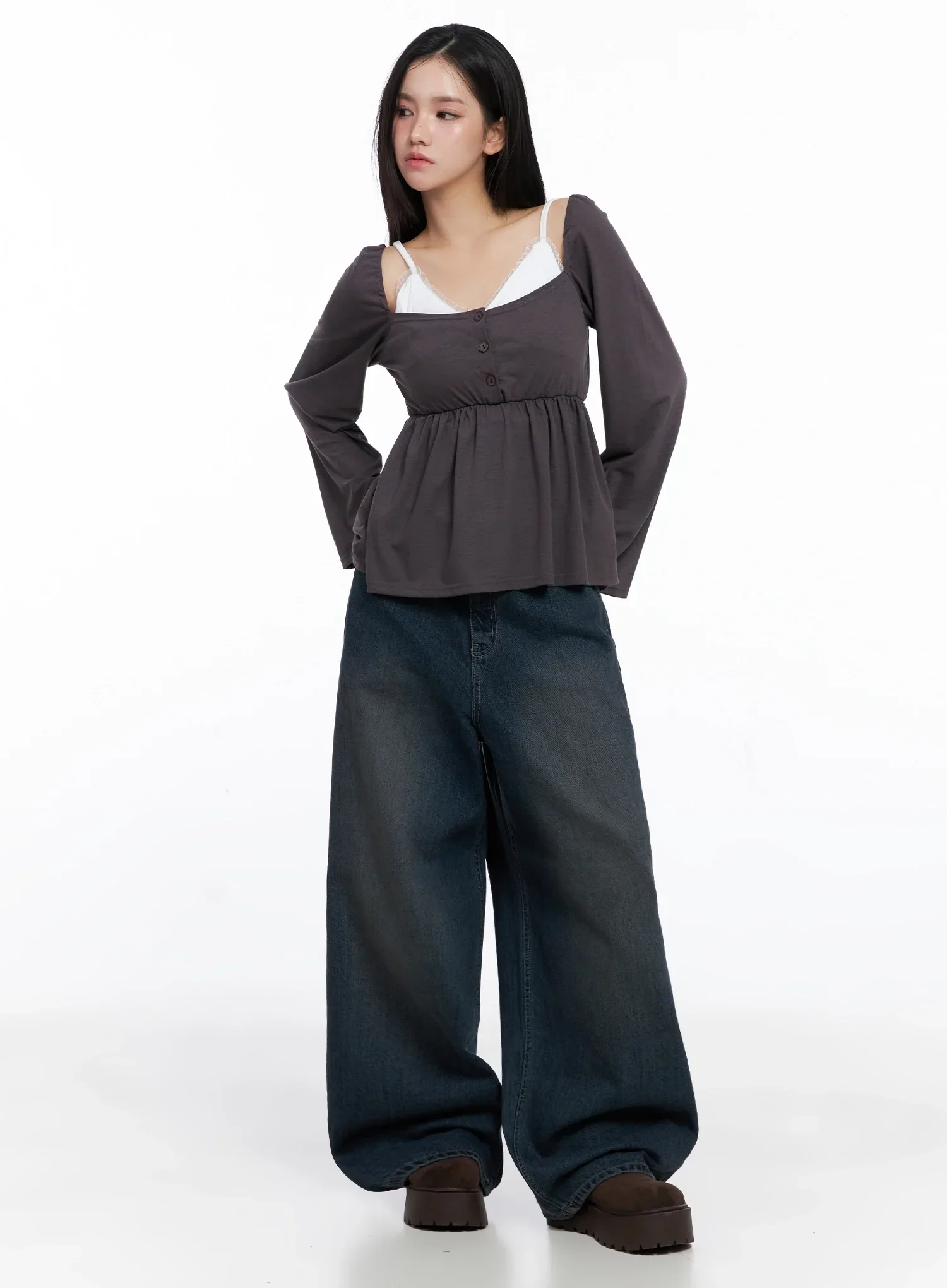 Adelyn Washed Baggy Jeans IS525 - Image 6