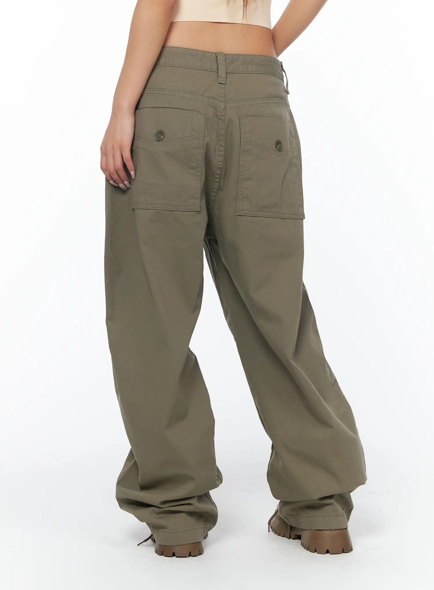 Adjustable Wide Leg Cargo Pants CA516 - Image 4