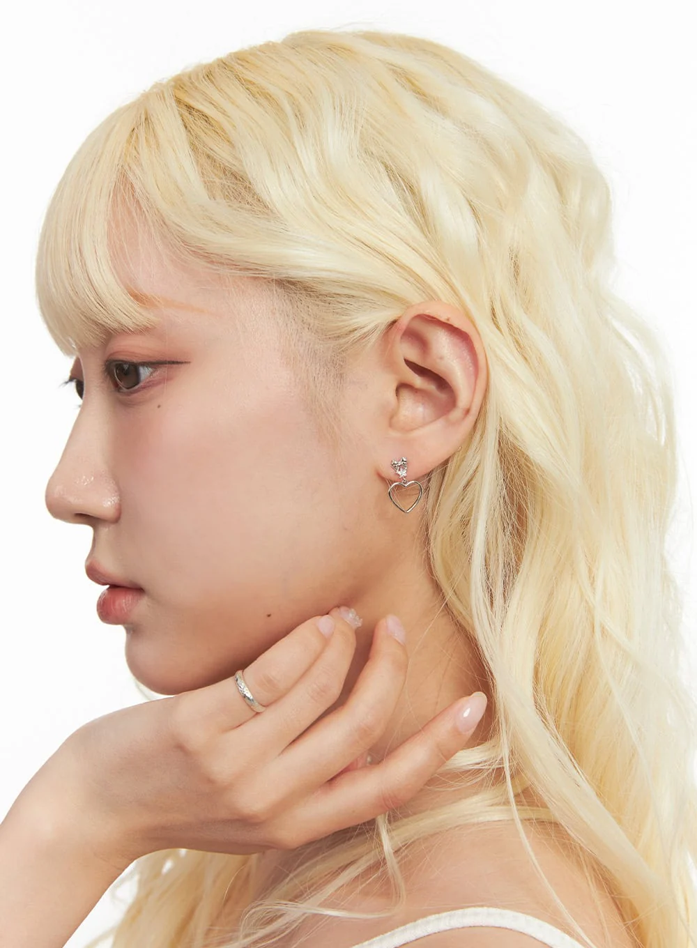 Adorable Heart Ribbon Earrings IF527 - Image 2