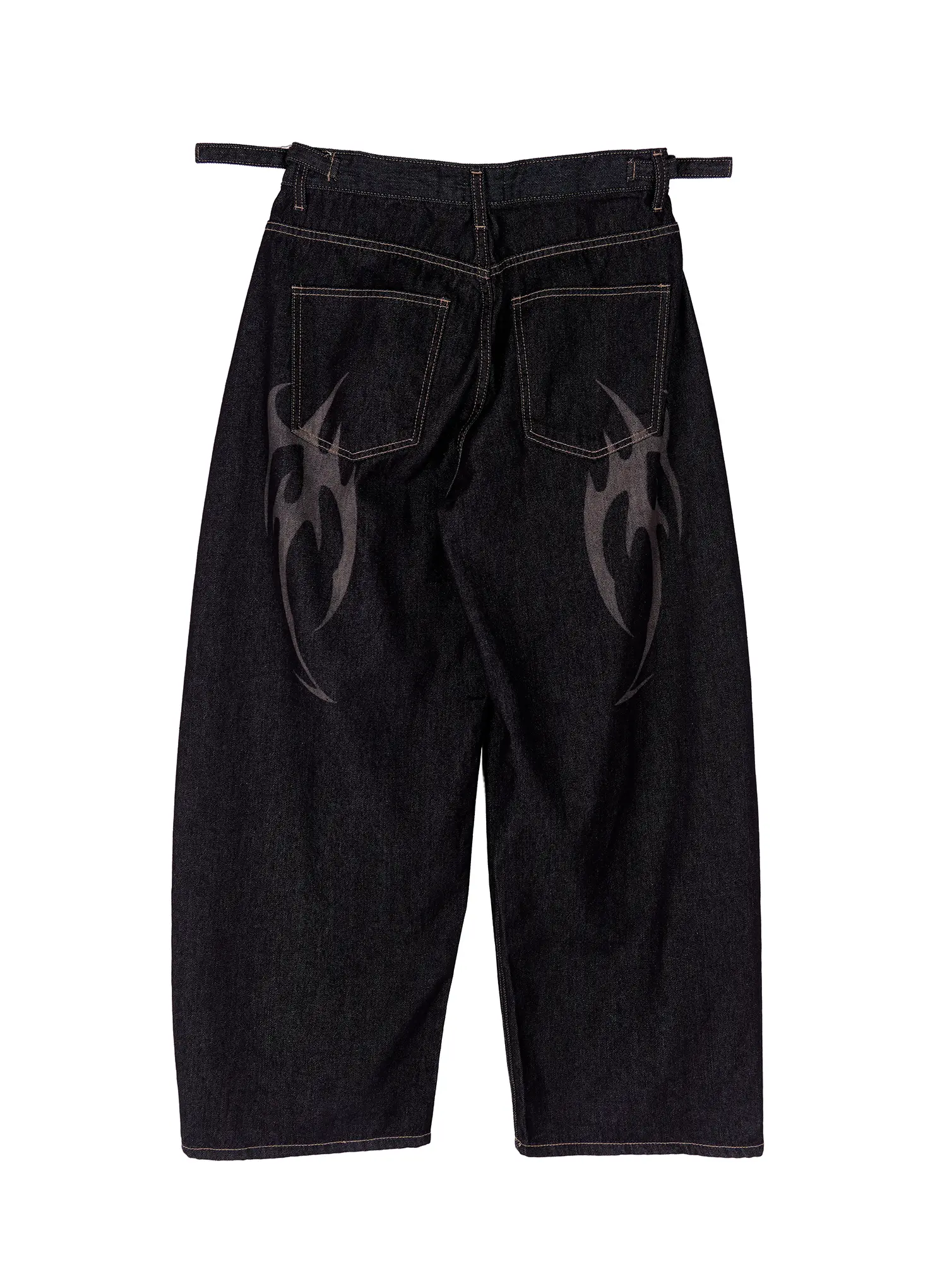 Aitana Eco Print Wide Leg Raw Denim Jeans CA515 - Image 12