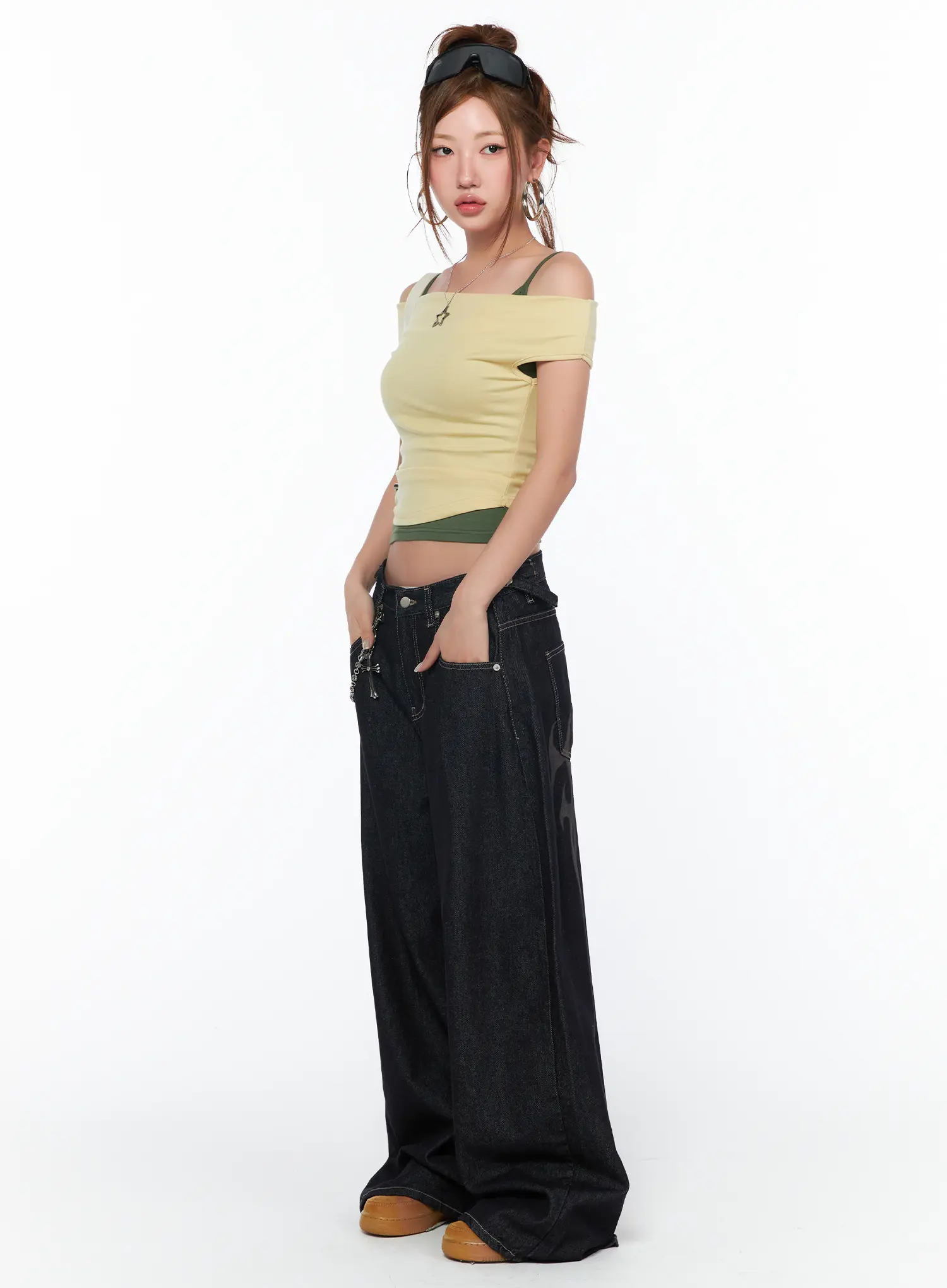 Aitana Eco Print Wide Leg Raw Denim Jeans CA515 - Image 6