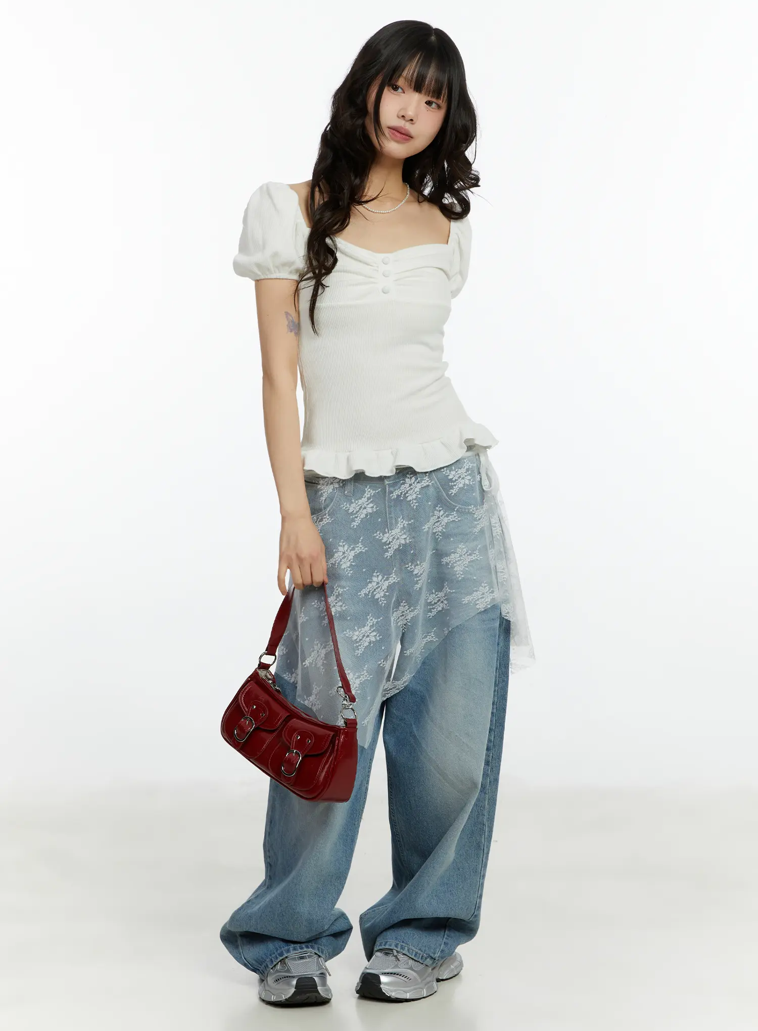 Alaiya Washed Baggy Jeans CF510 - Image 7