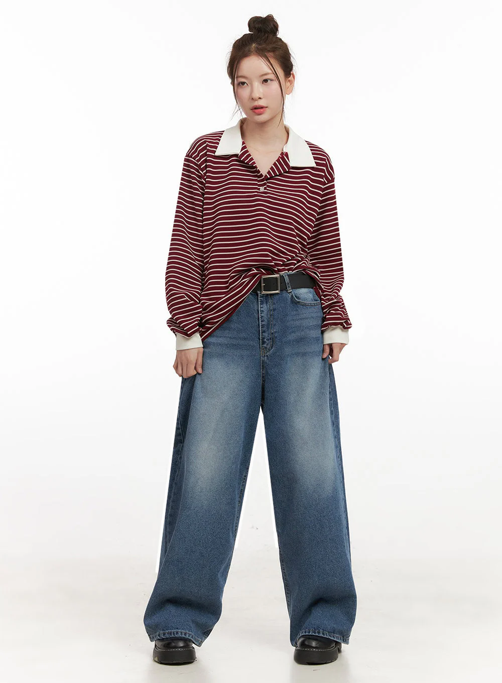 Alyssa Washed Wide-Fit Jeans IJ527 - Image 11