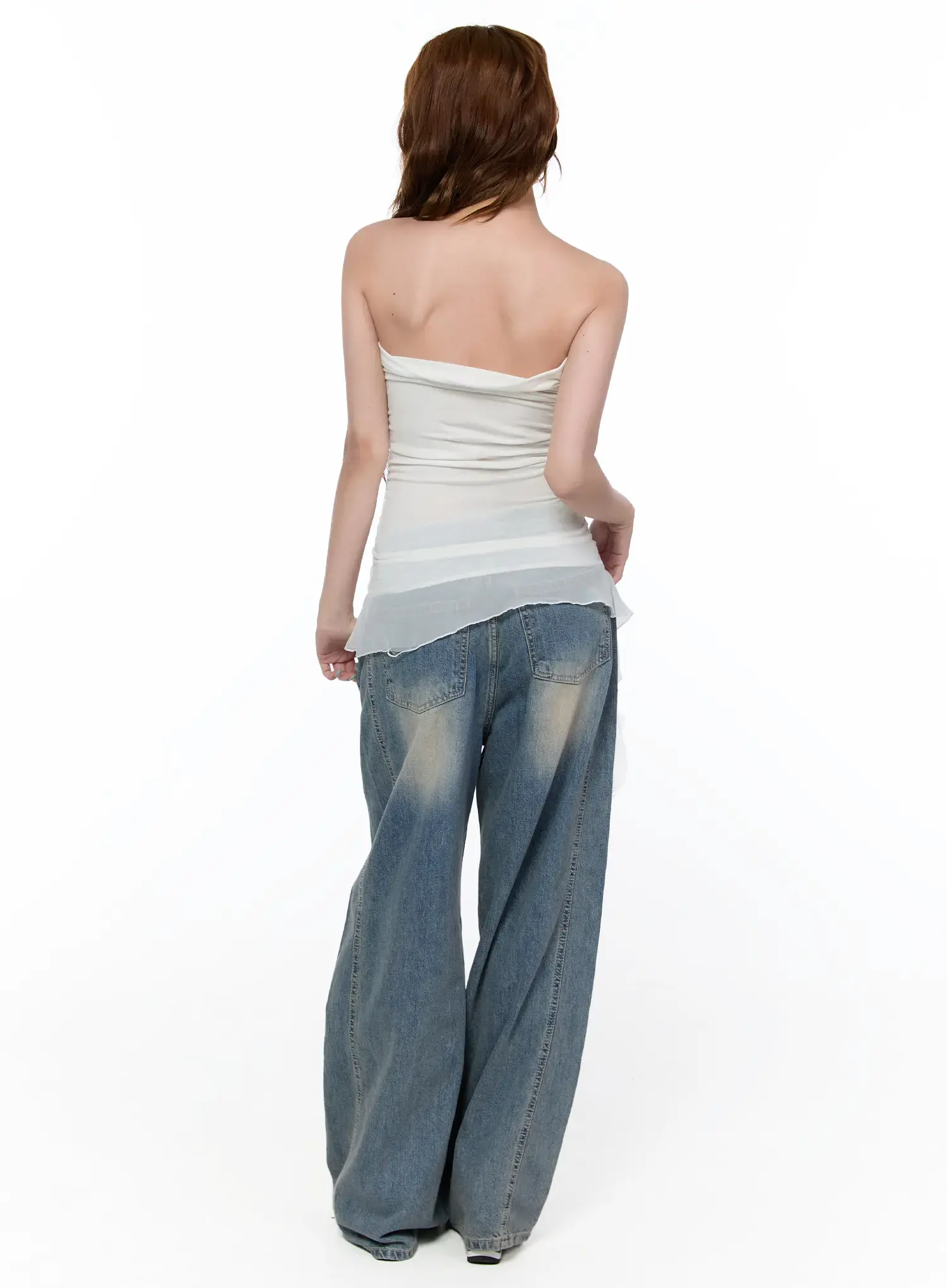 Amoura Wide Leg Washed Jeans CA521 - Image 9