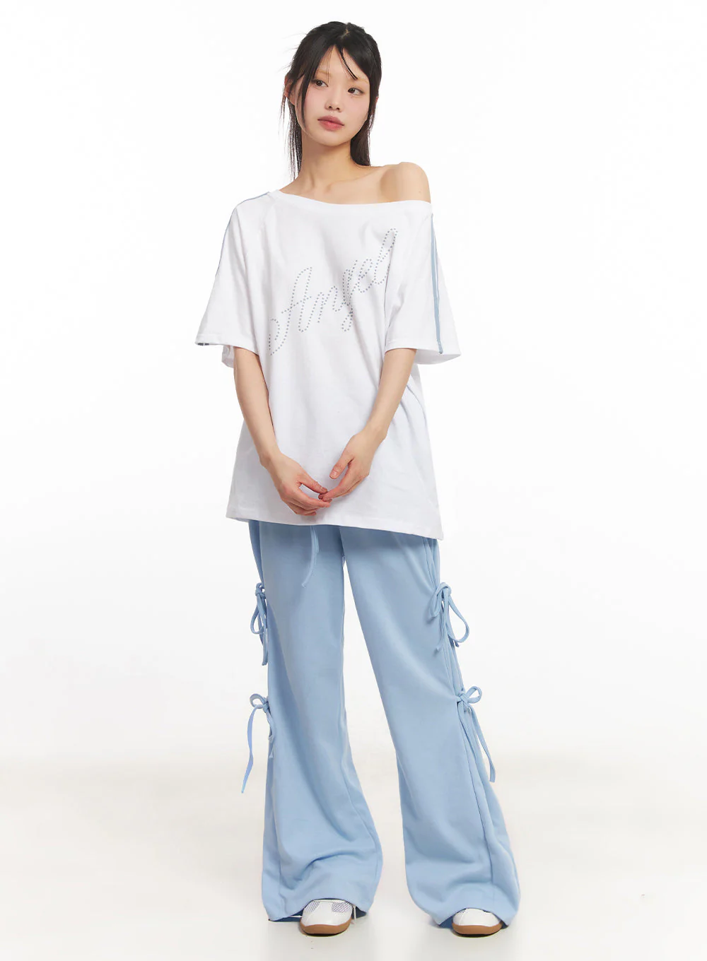 Angel One-Shoulder Stripe T-Shirt IY502 - Image 3