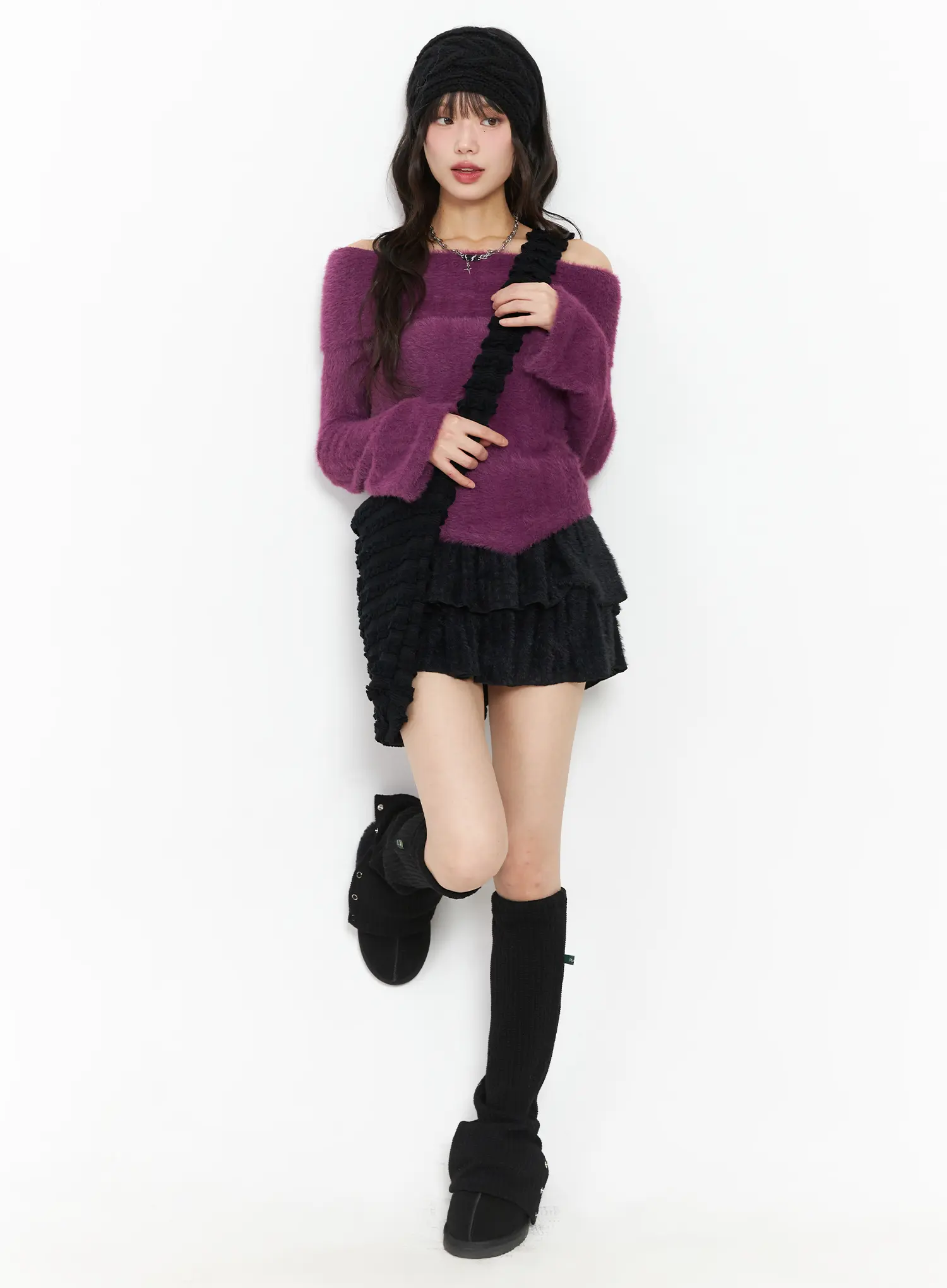 Angora Off-Shoulder Long Sleeve Tee CJ501 - Image 2