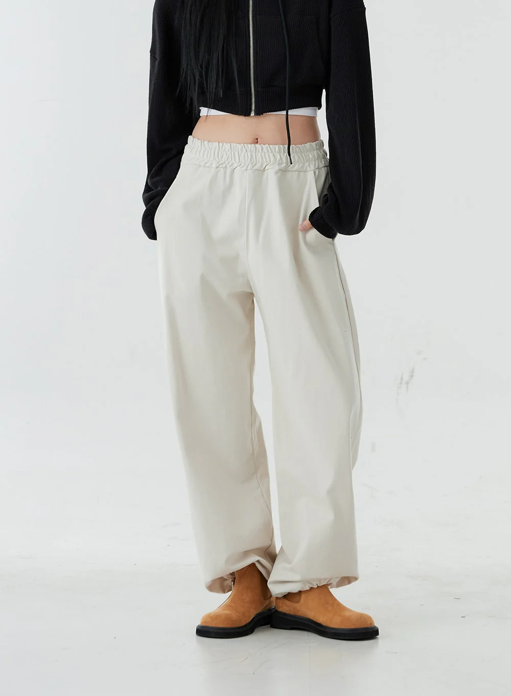 Ankle String Elastic Wide Pants OO28 - Image 4