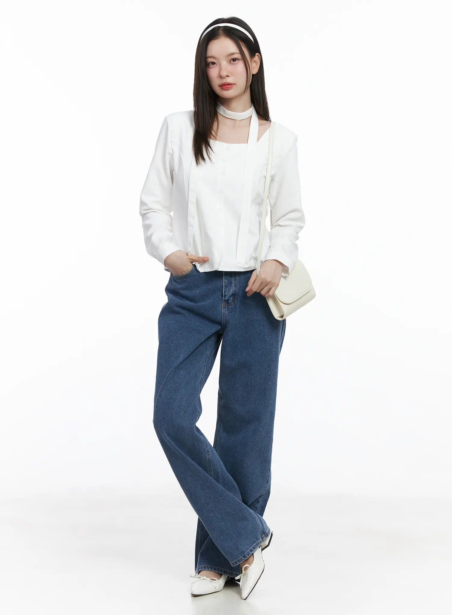 Ashlyn High-Waist Fleece-Lined Wide-Leg Jeans CJ507 - Image 7