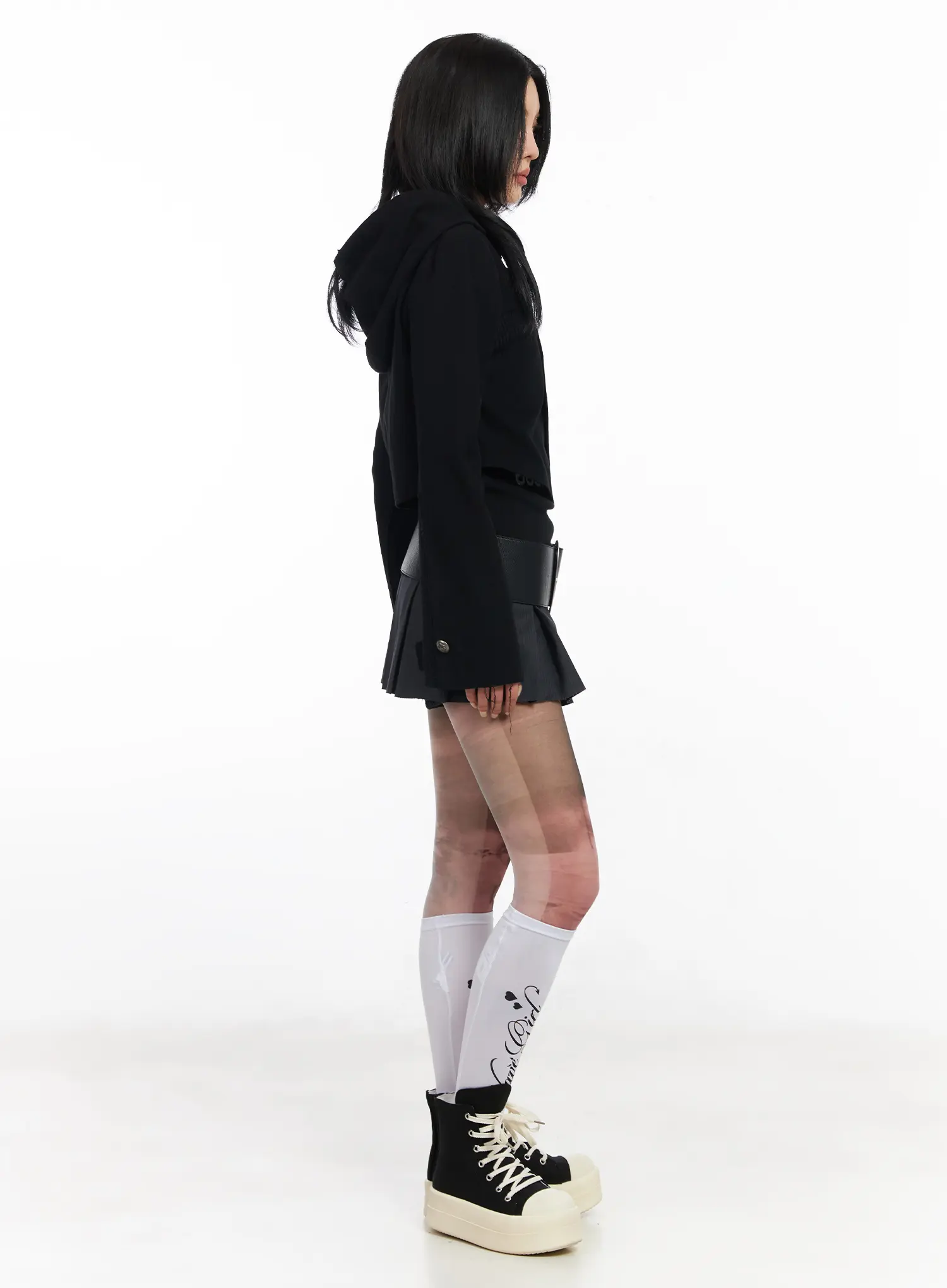 Asymmetric Button-Detail Hoodie CF527 - Image 10