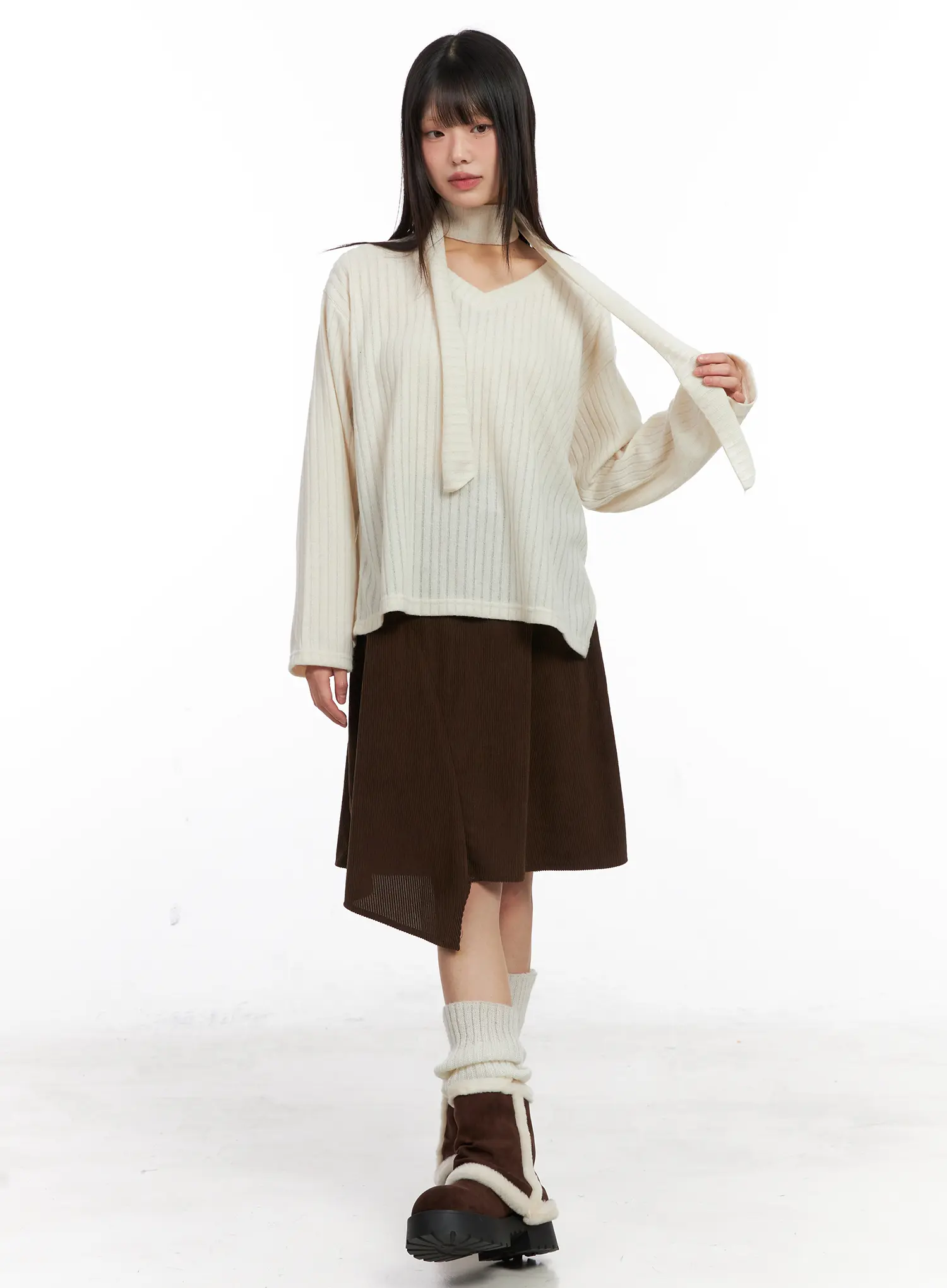 Asymmetric Button Midi Skirt CN521 - Image 3