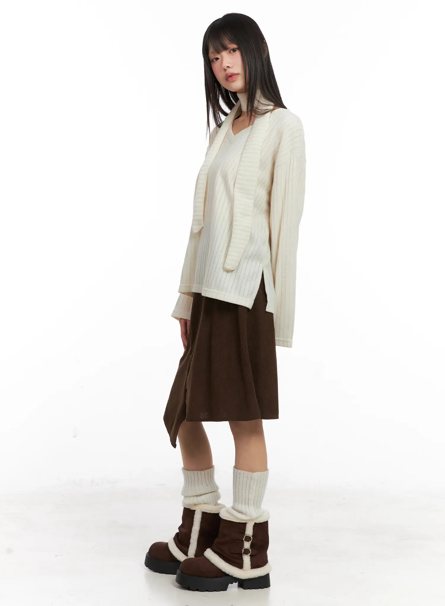 Asymmetric Button Midi Skirt CN521 - Image 4