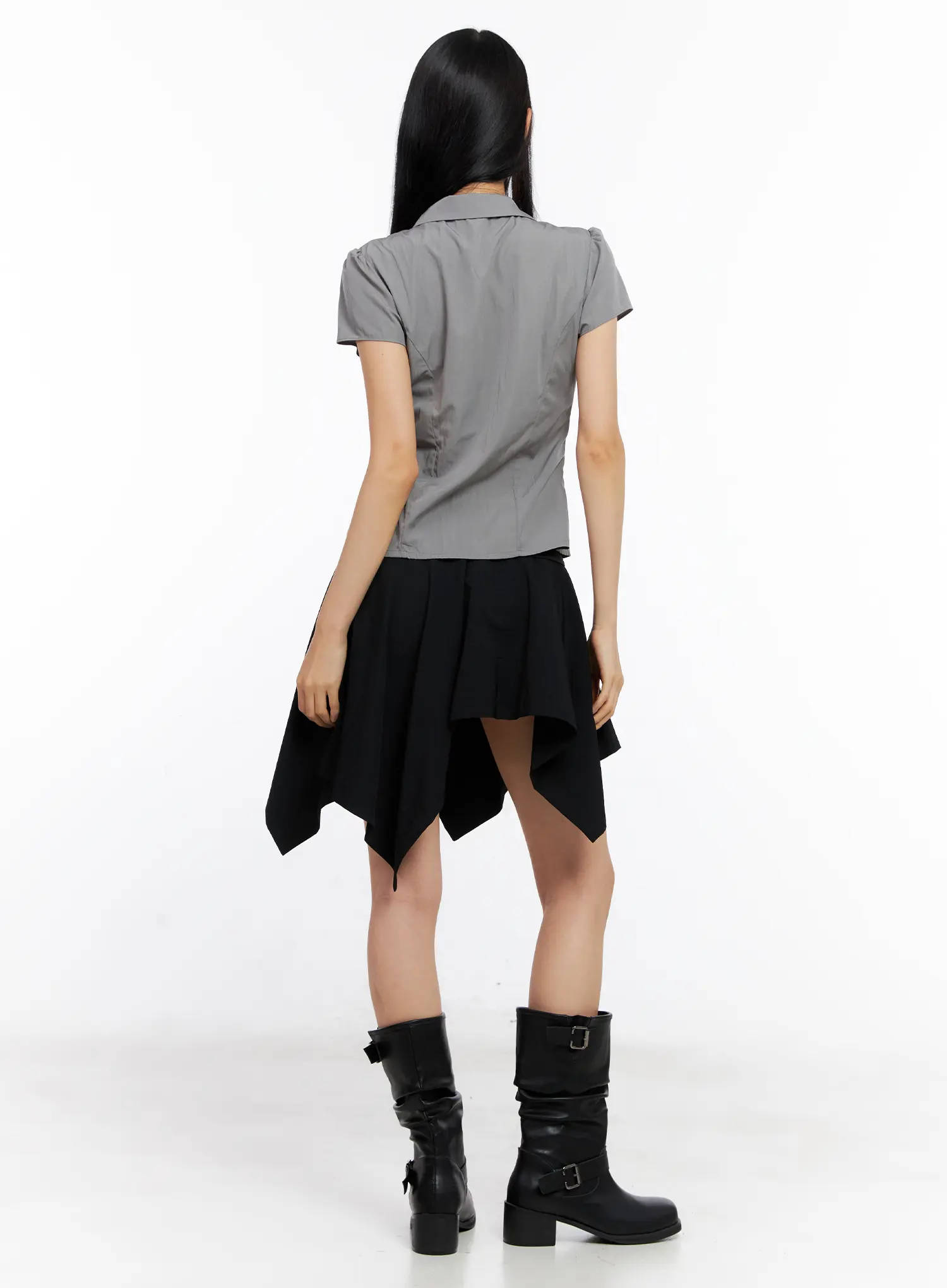 Asymmetric Collar Button-Down Blouse CL530 - Image 5