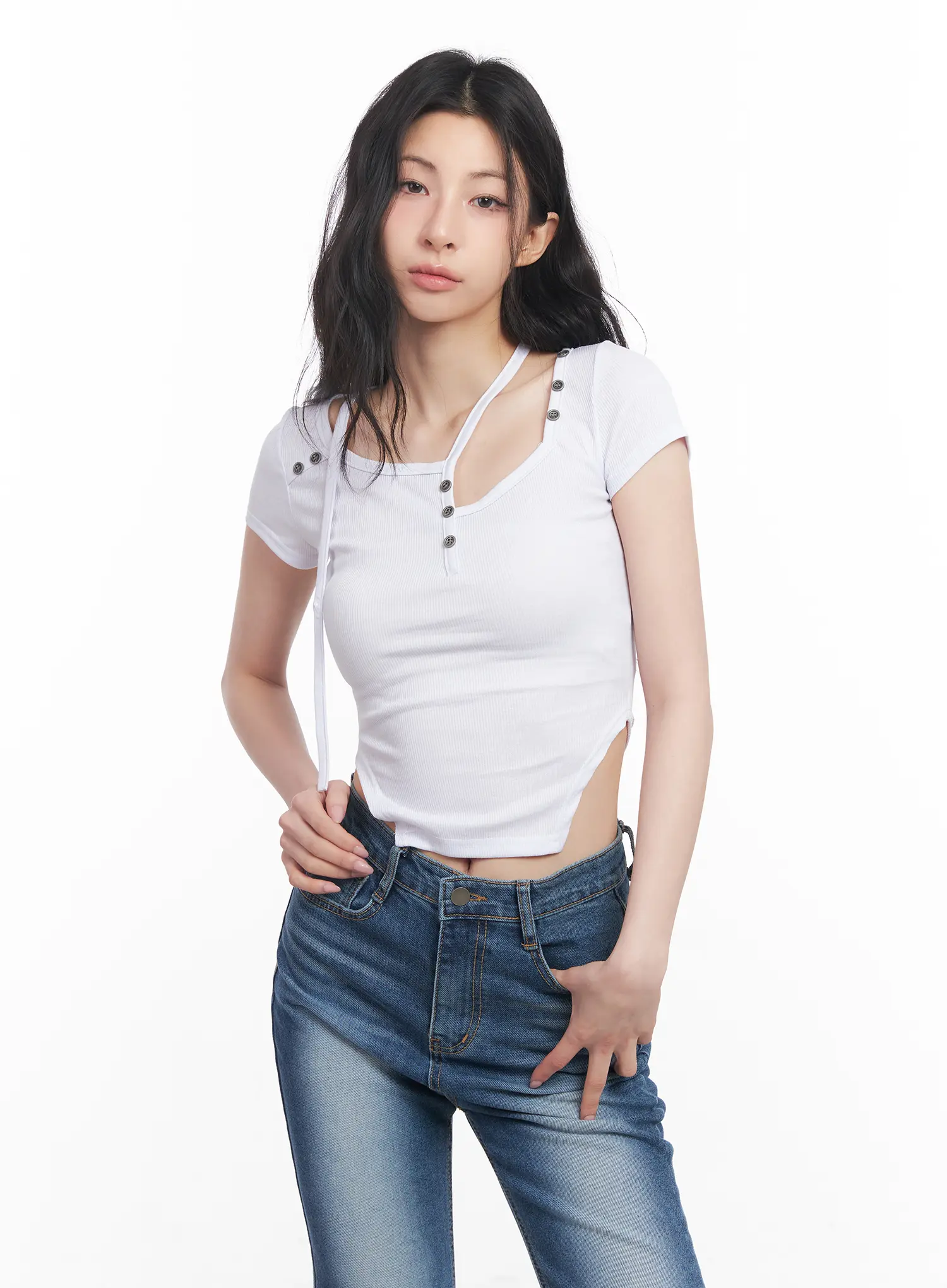 Asymmetric Cut-Out Slim-Fit Top CU511 - Image 10