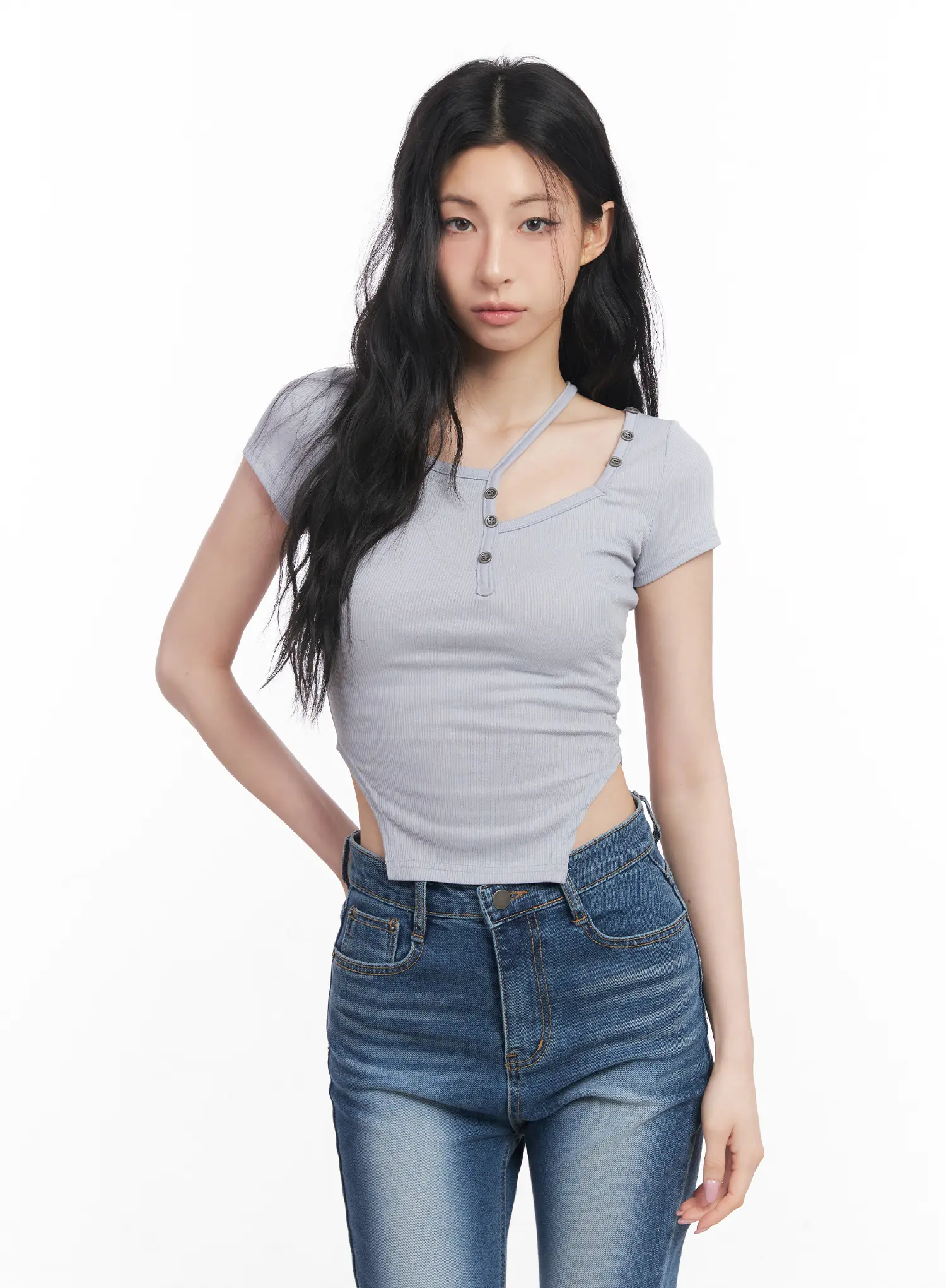 Asymmetric Cut-Out Slim-Fit Top CU511 - Image 11