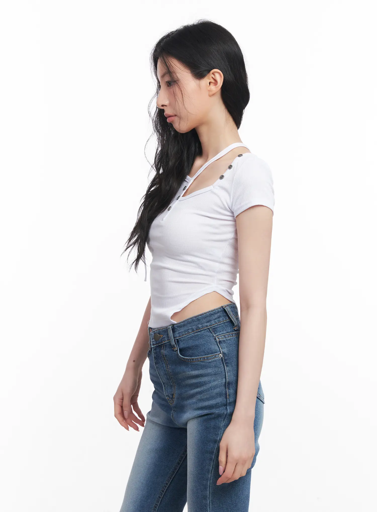 Asymmetric Cut-Out Slim-Fit Top CU511 - Image 6