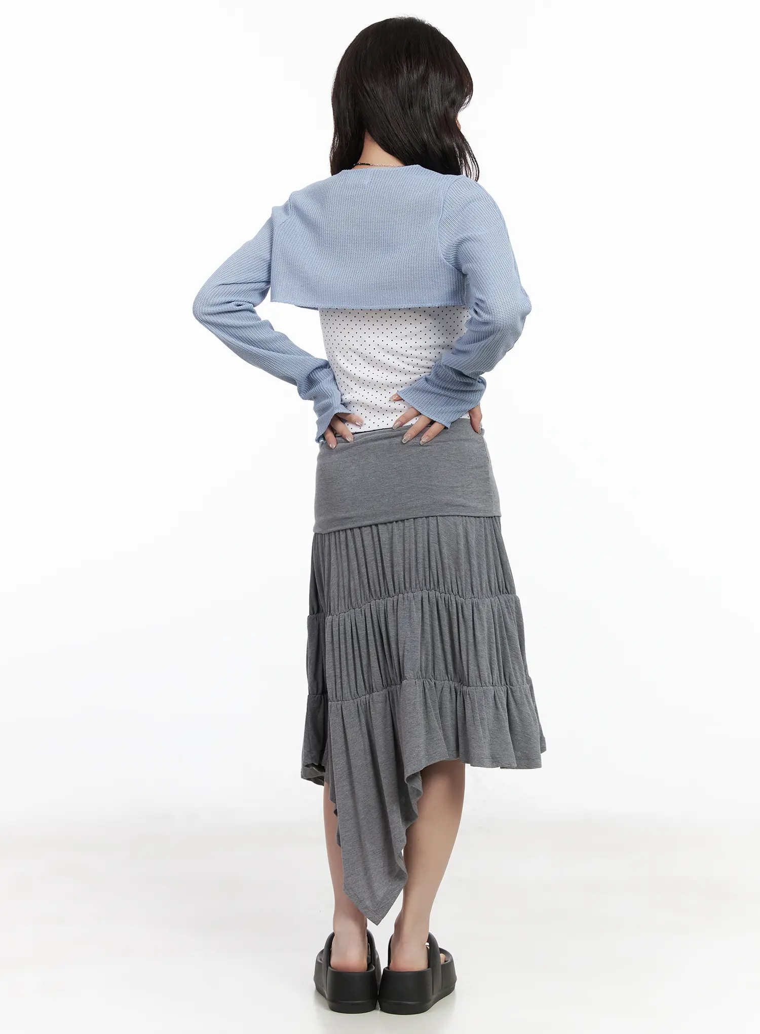 Asymmetric Flare Midi Skirt CF519 - Image 7