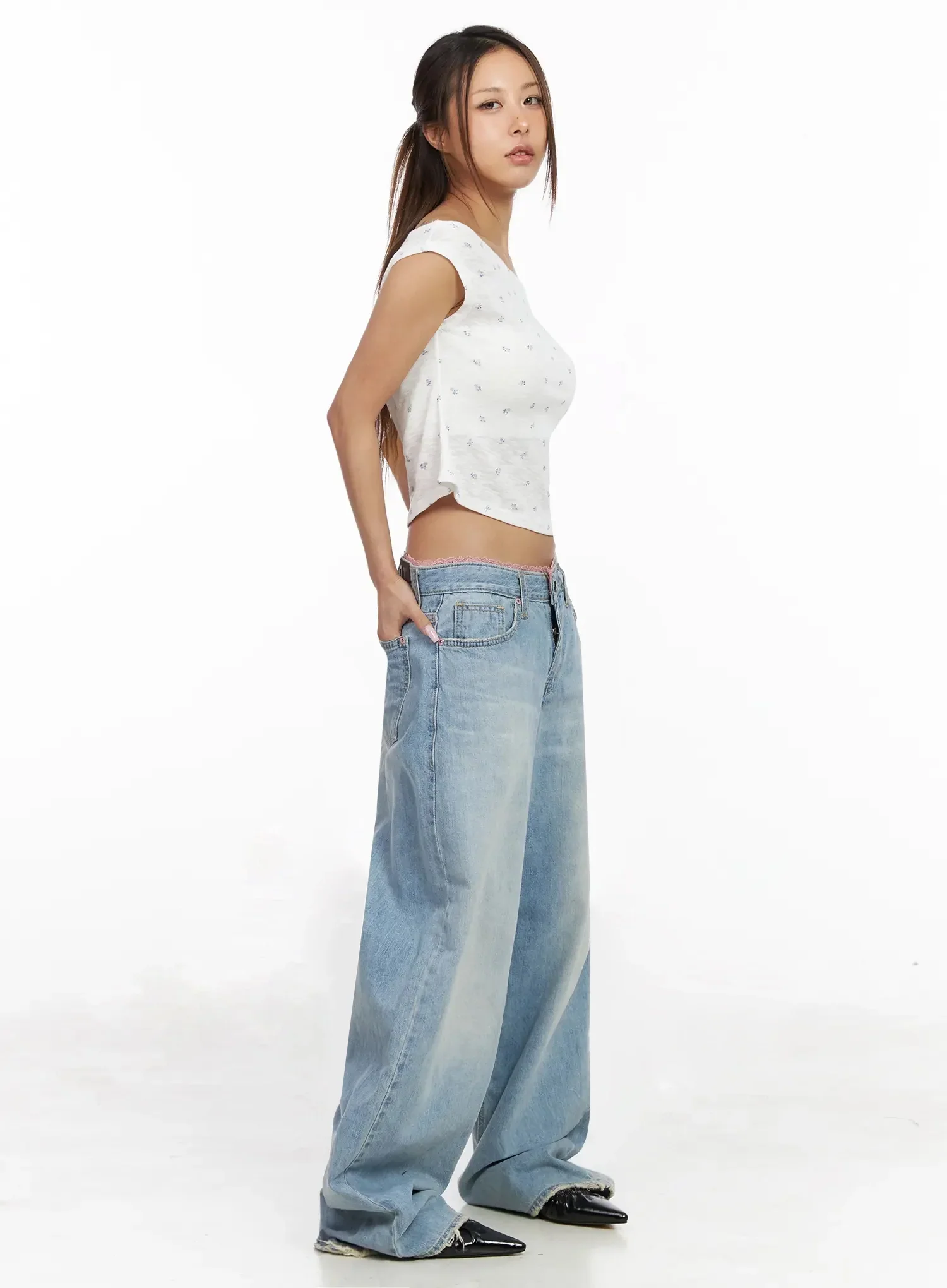 Asymmetric Floral Off-Shoulder Crop Top IY514 - Image 5