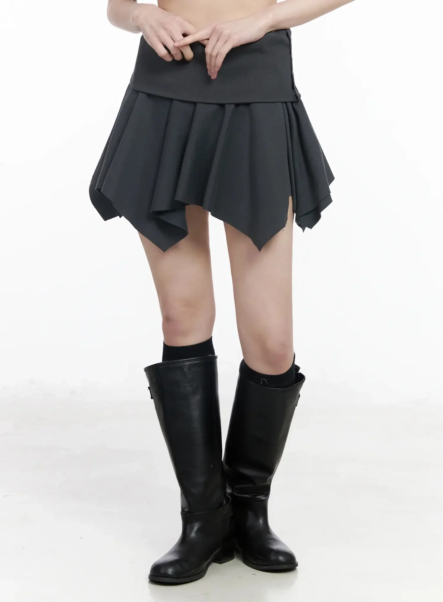 Asymmetric Foldover Waist Mini Skirt IY511 - Image 11
