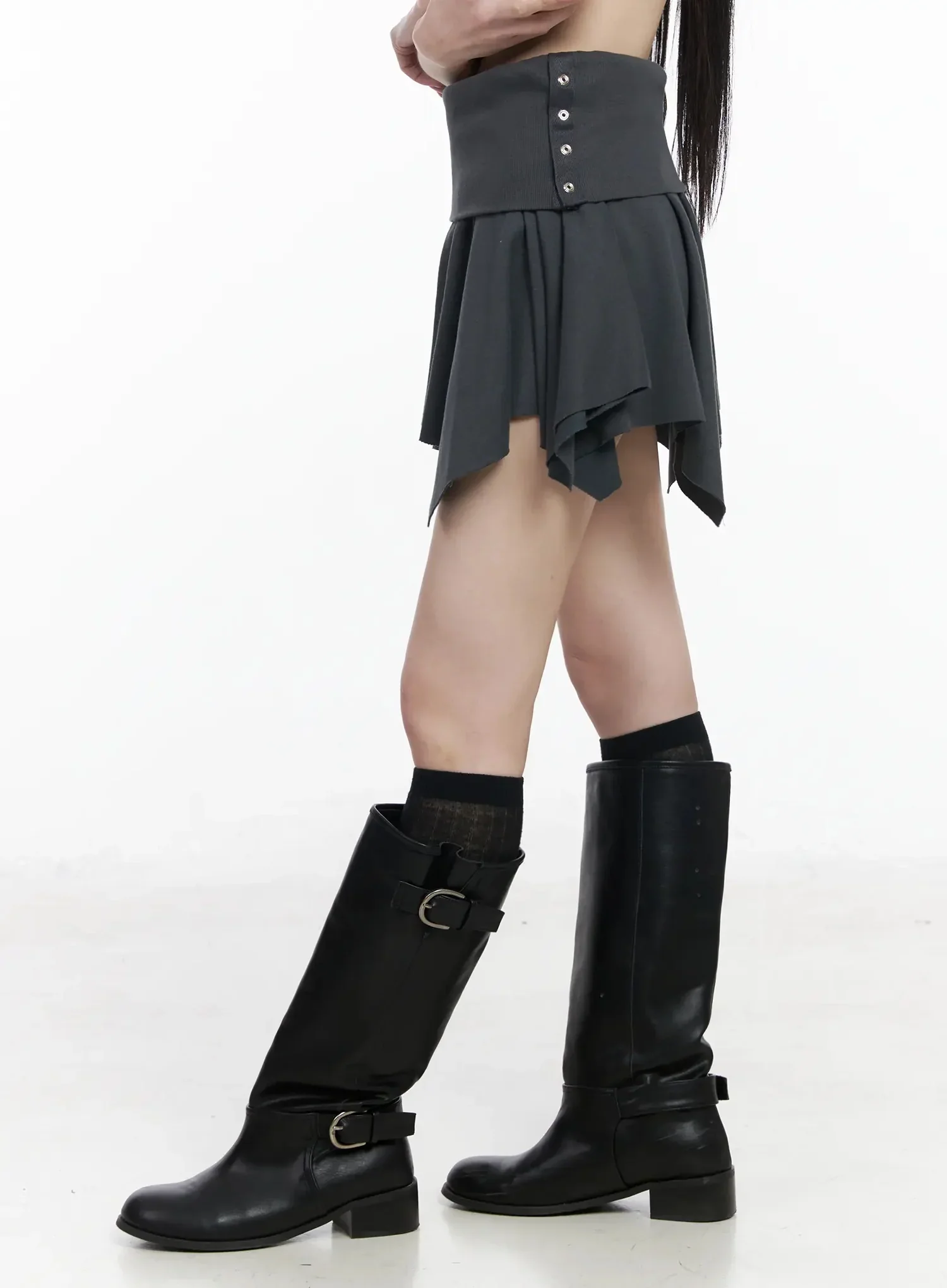 Asymmetric Foldover Waist Mini Skirt IY511 - Image 12