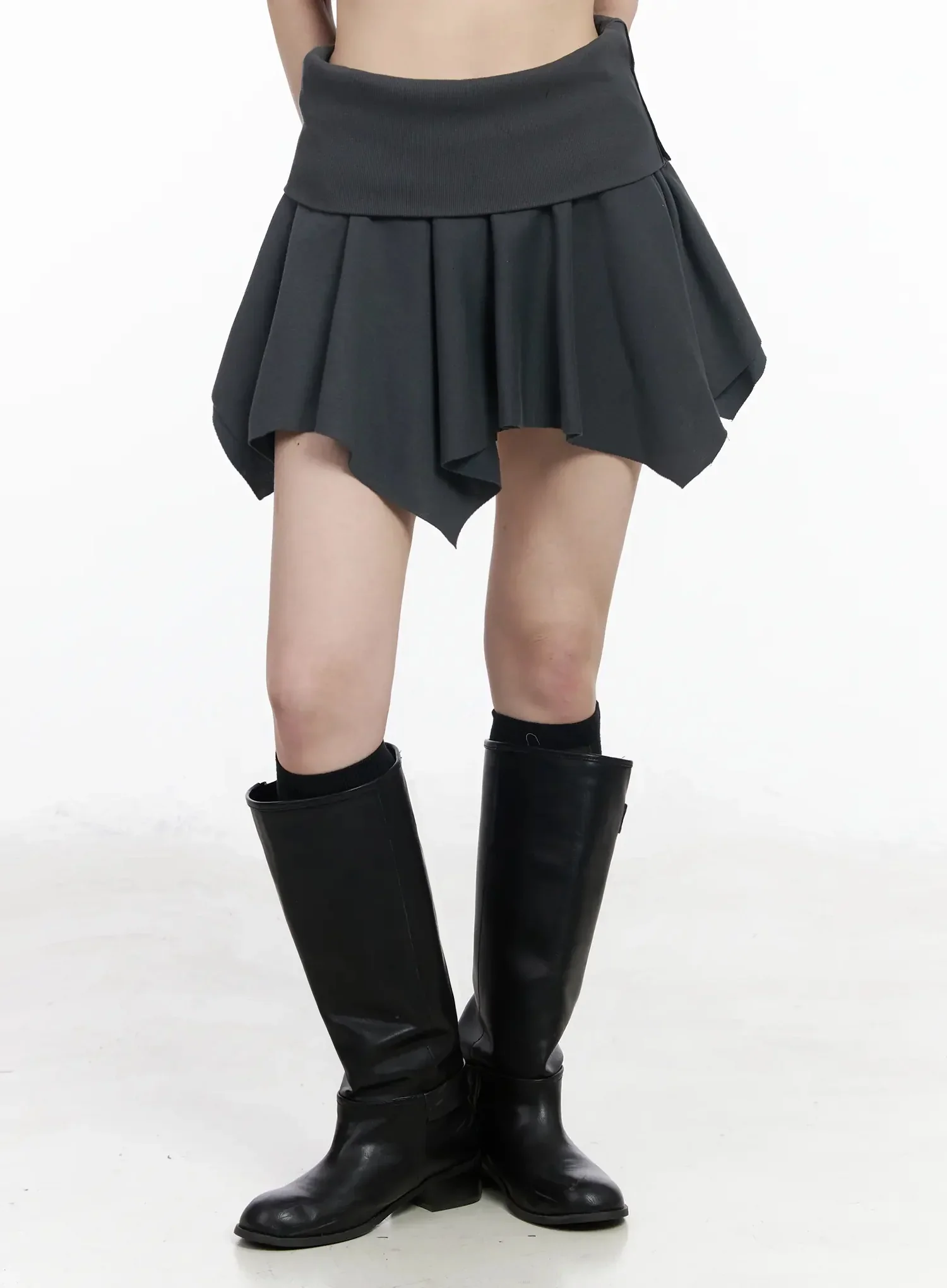 Asymmetric Foldover Waist Mini Skirt IY511 - Image 5