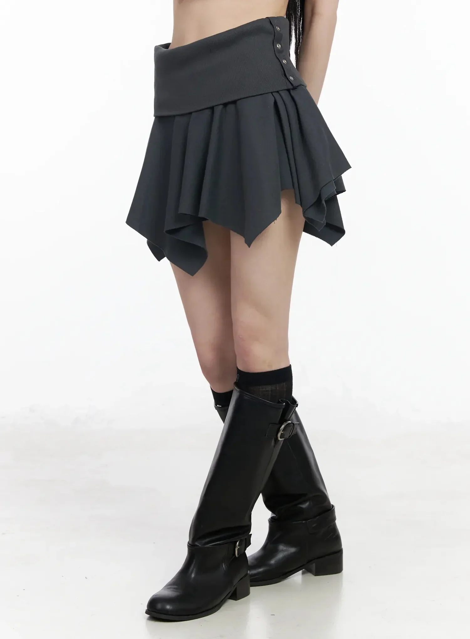 Asymmetric Foldover Waist Mini Skirt IY511 - Image 6