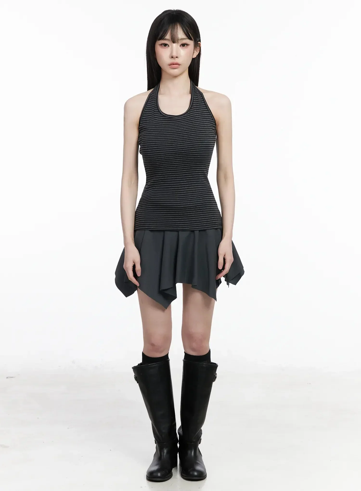 Asymmetric Foldover Waist Mini Skirt IY511 - Image 8
