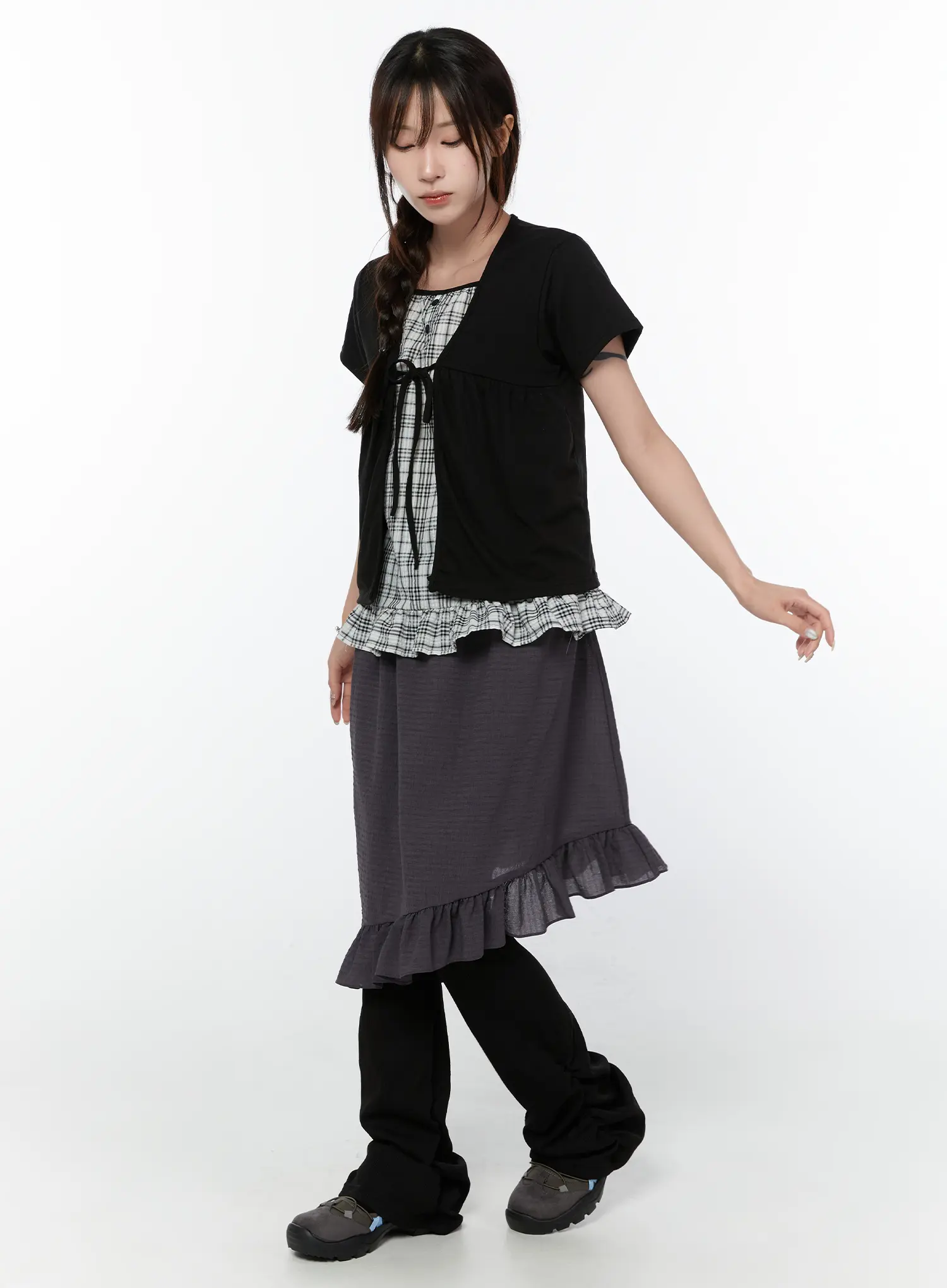Asymmetric Frill Midi Skirt CY515 - Image 3