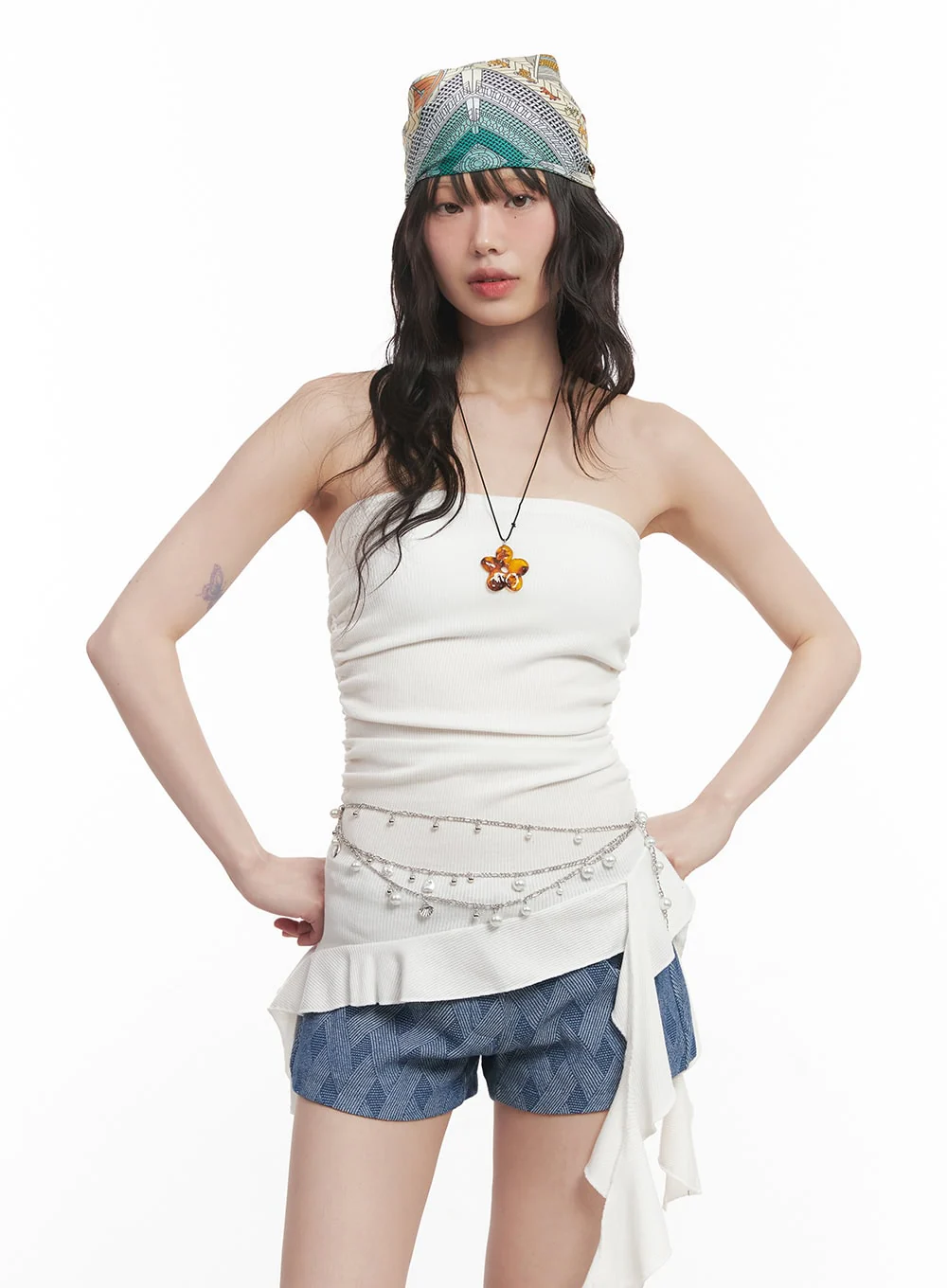 Asymmetric Frill Tube Top CM520 - Image 9