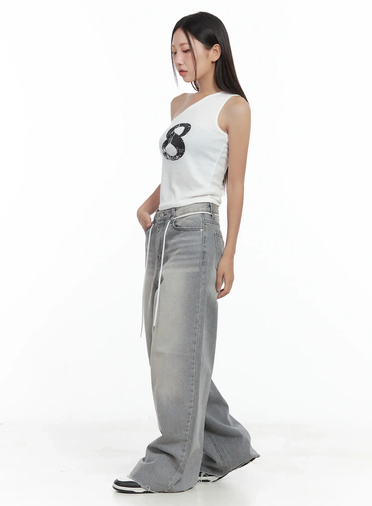 Asymmetric Graphic One-Shoulder Tank CL509 - Image 5