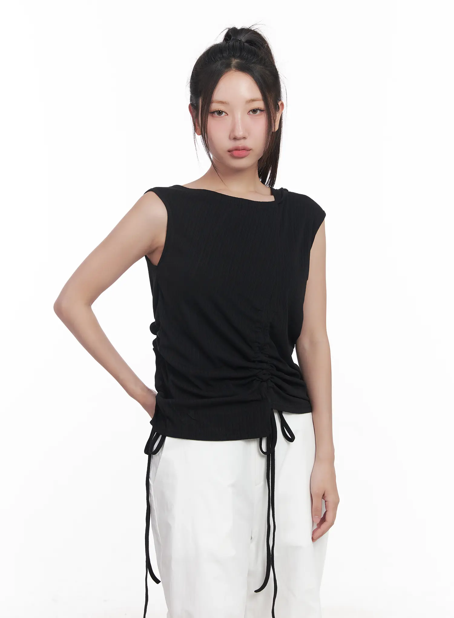 Asymmetric Hooded Sleeveless Top CU517 - Image 10