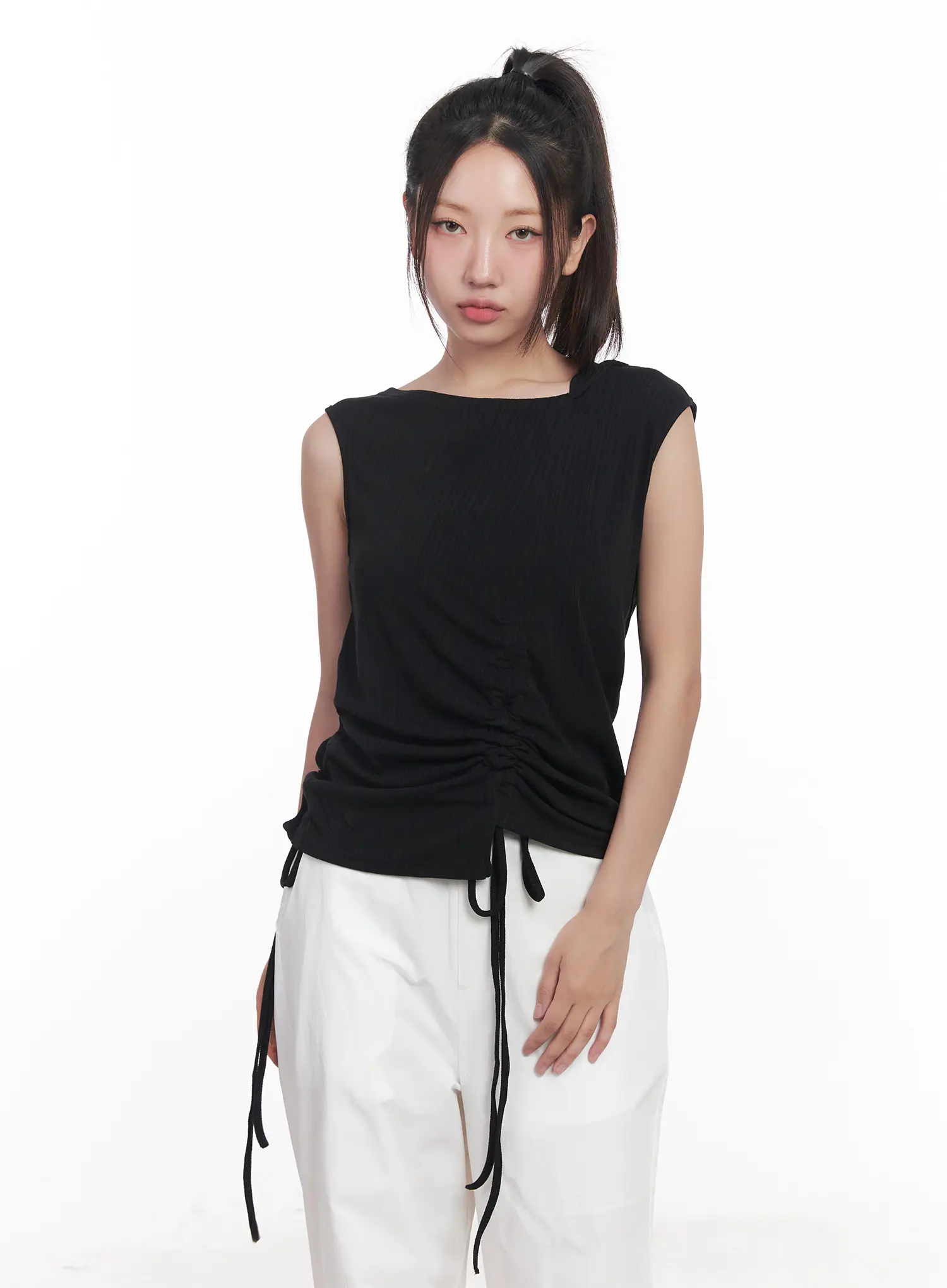 Asymmetric Hooded Sleeveless Top CU517 - Image 6