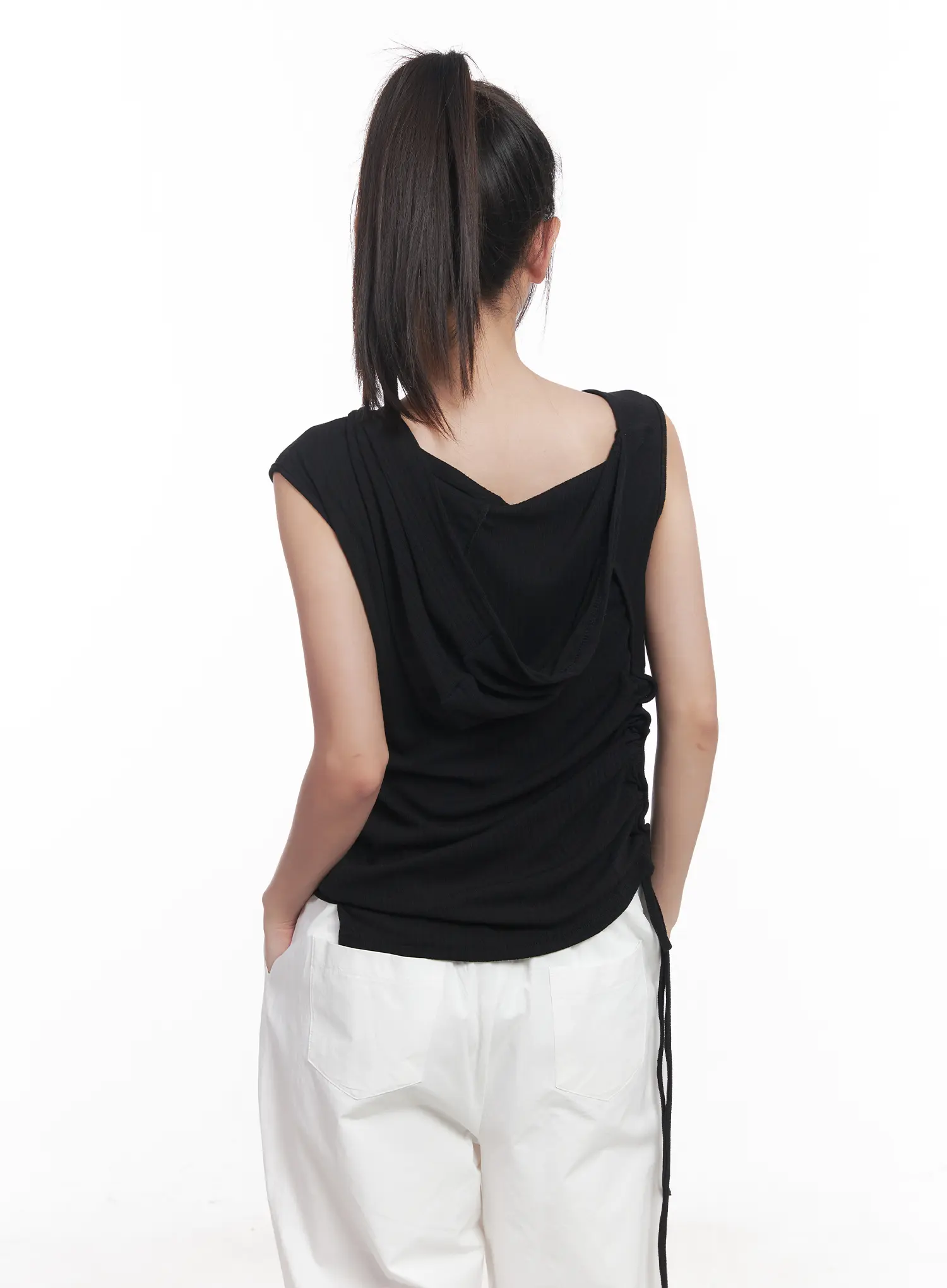 Asymmetric Hooded Sleeveless Top CU517 - Image 8